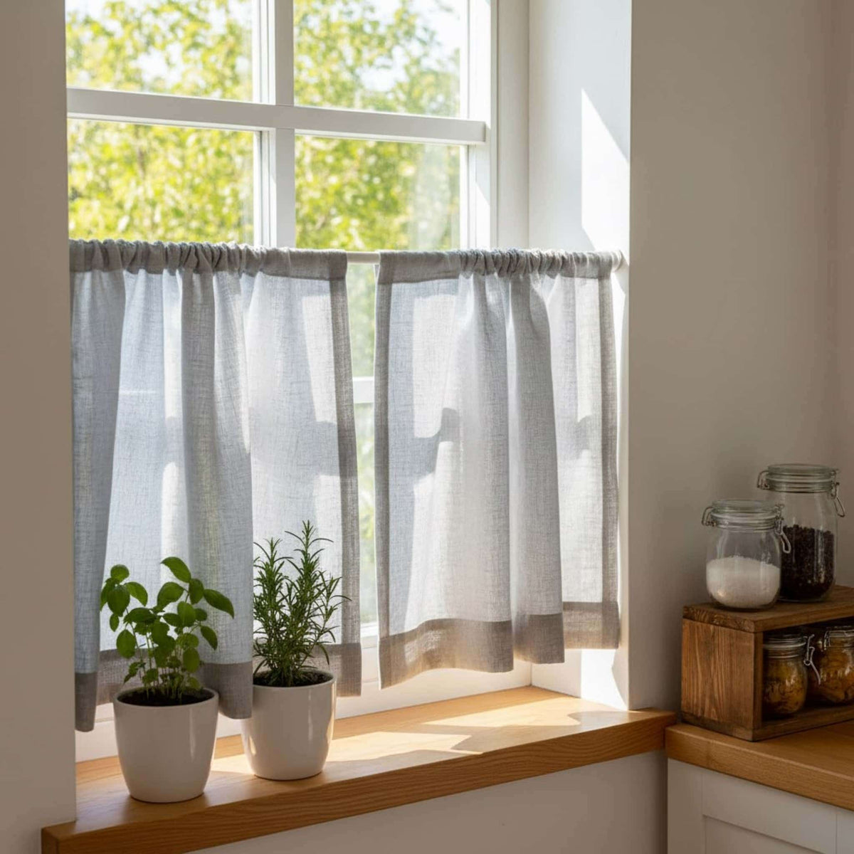 Linen Cafe Curtains For Kitchen​, Kitchen Window Curtains