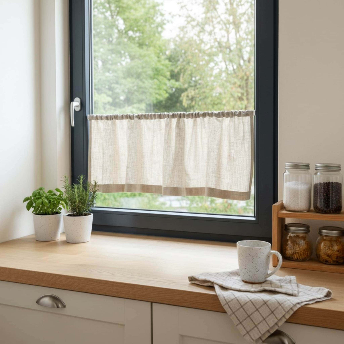 Linen Cafe Curtains For Kitchen​, Kitchen Window Curtains