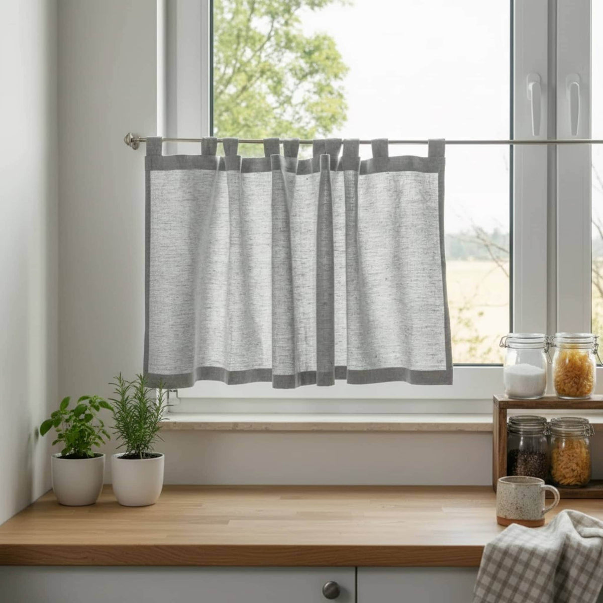 Linen Cafe Curtains Kitchen, Kitchen Window Curtains