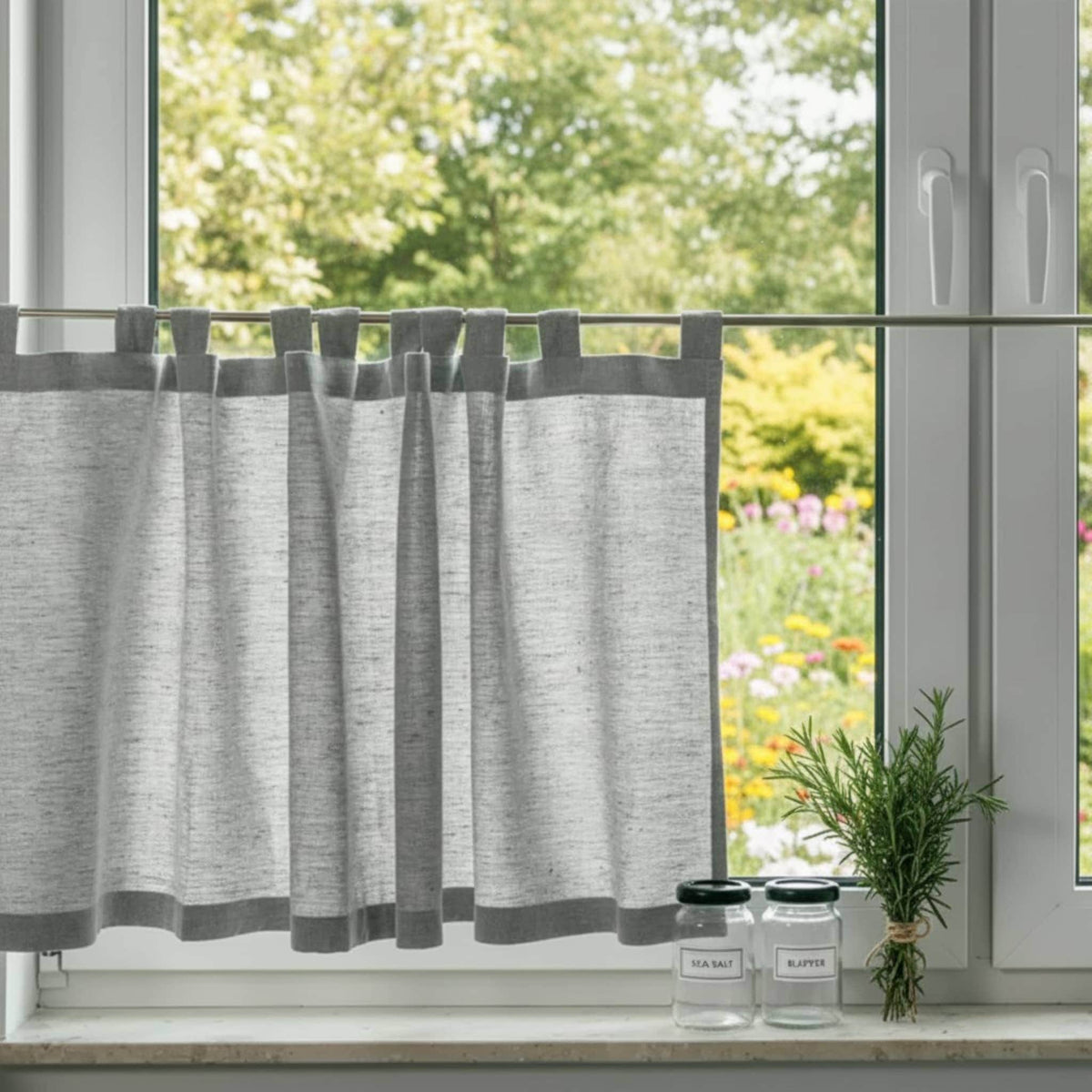 Linen Cafe Curtains Kitchen, Kitchen Window Curtains