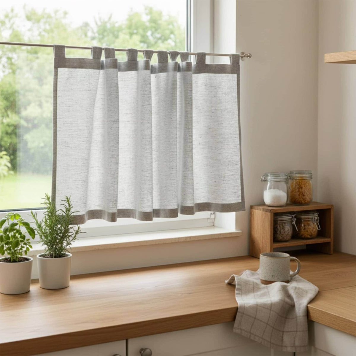 Linen Cafe Curtains Kitchen, Kitchen Window Curtains