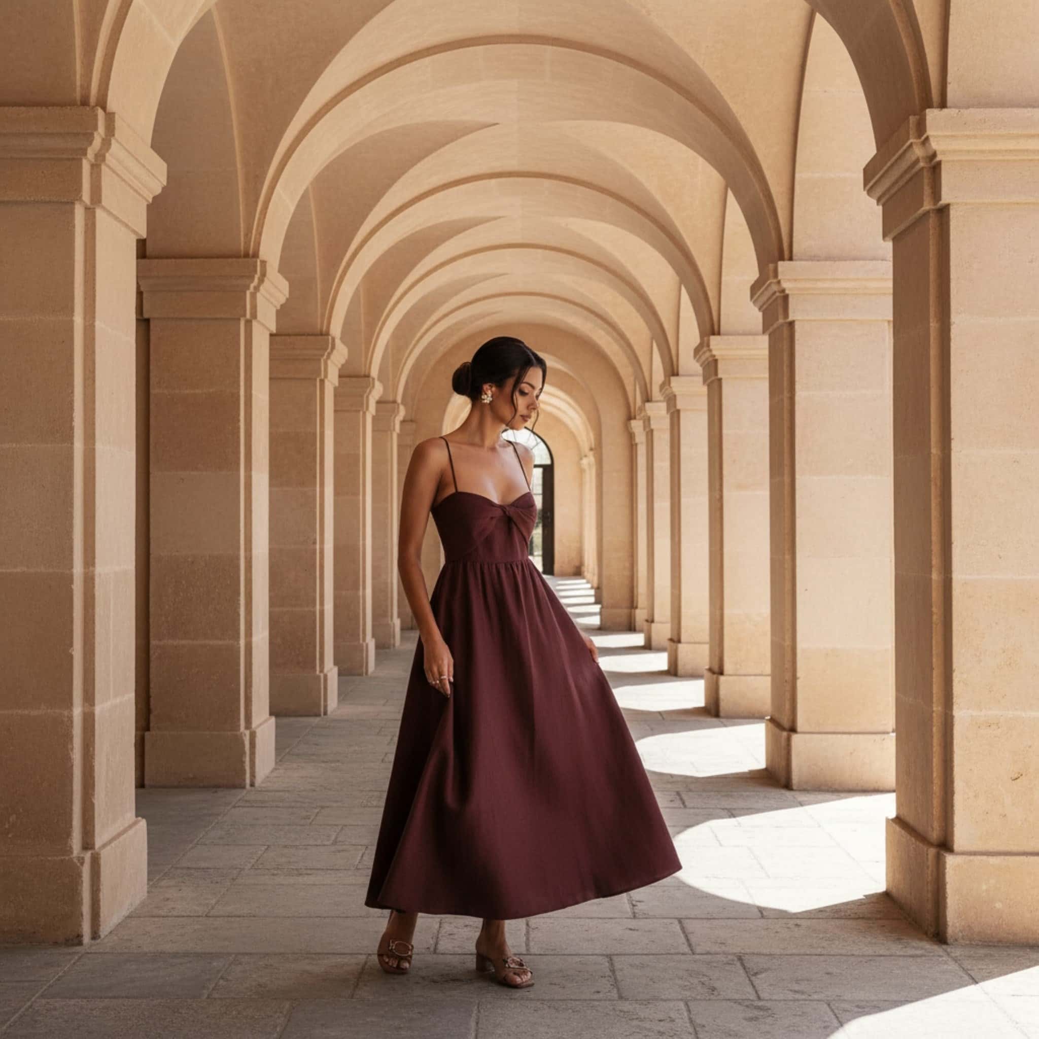 Linen Cami Midi Dress, Twist Front Midi Dress