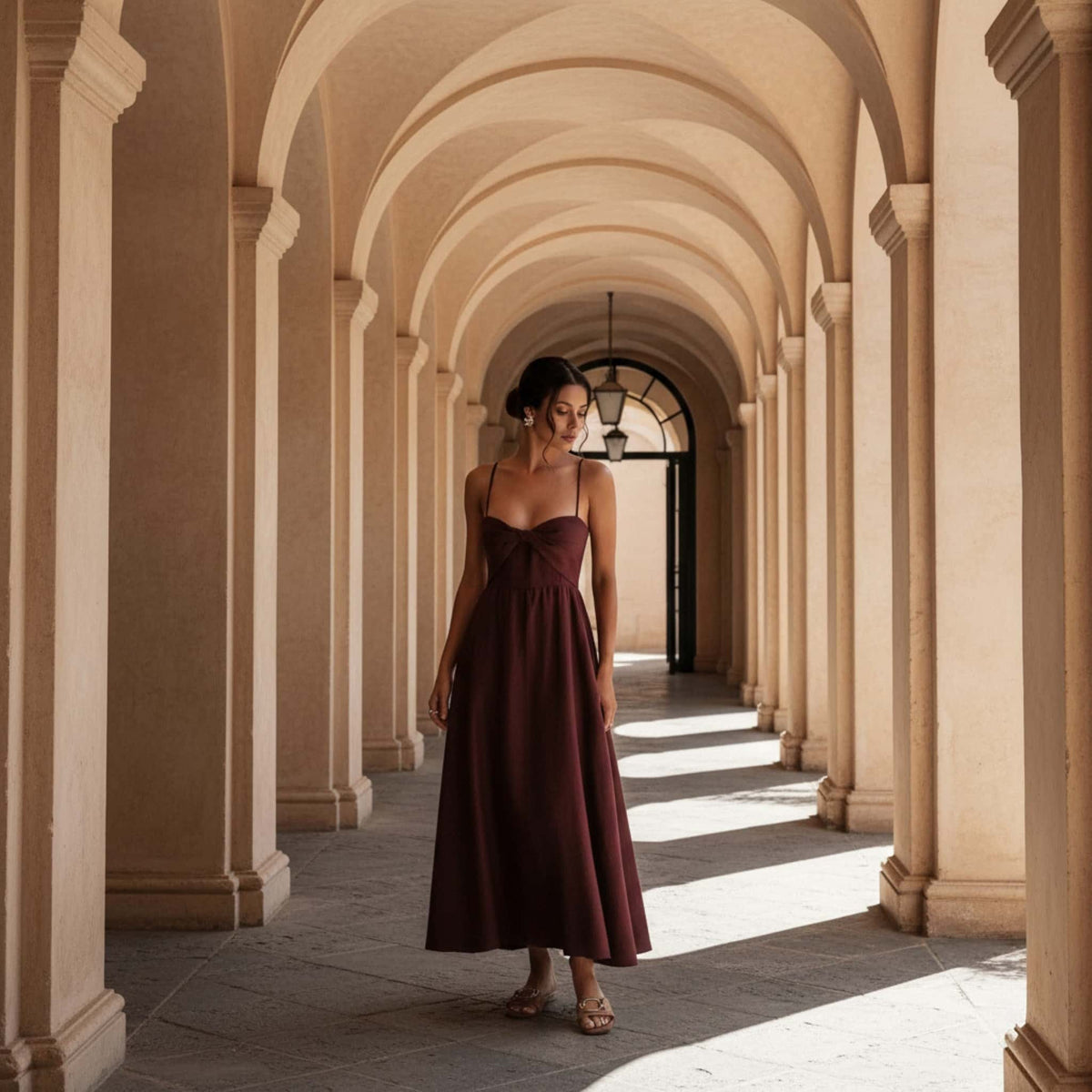 Linen Cami Midi Dress, Twist Front Midi Dress