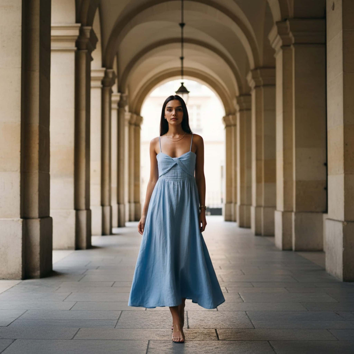 Linen Cami Midi Dress, Twist Front Midi Dress