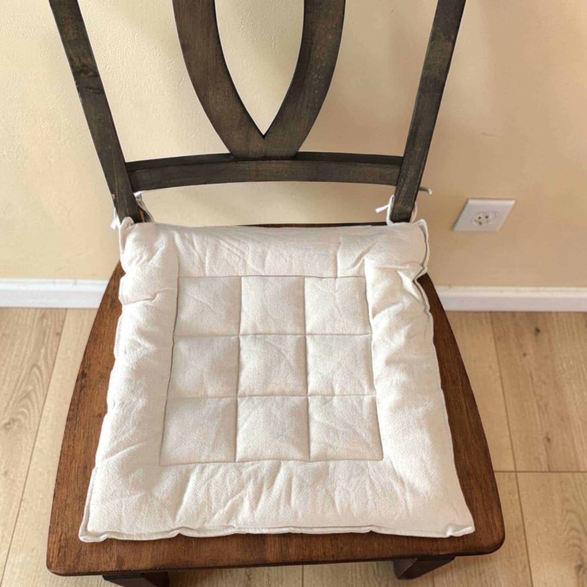 Linen Chair Cushion, Tie On Chair Cushions