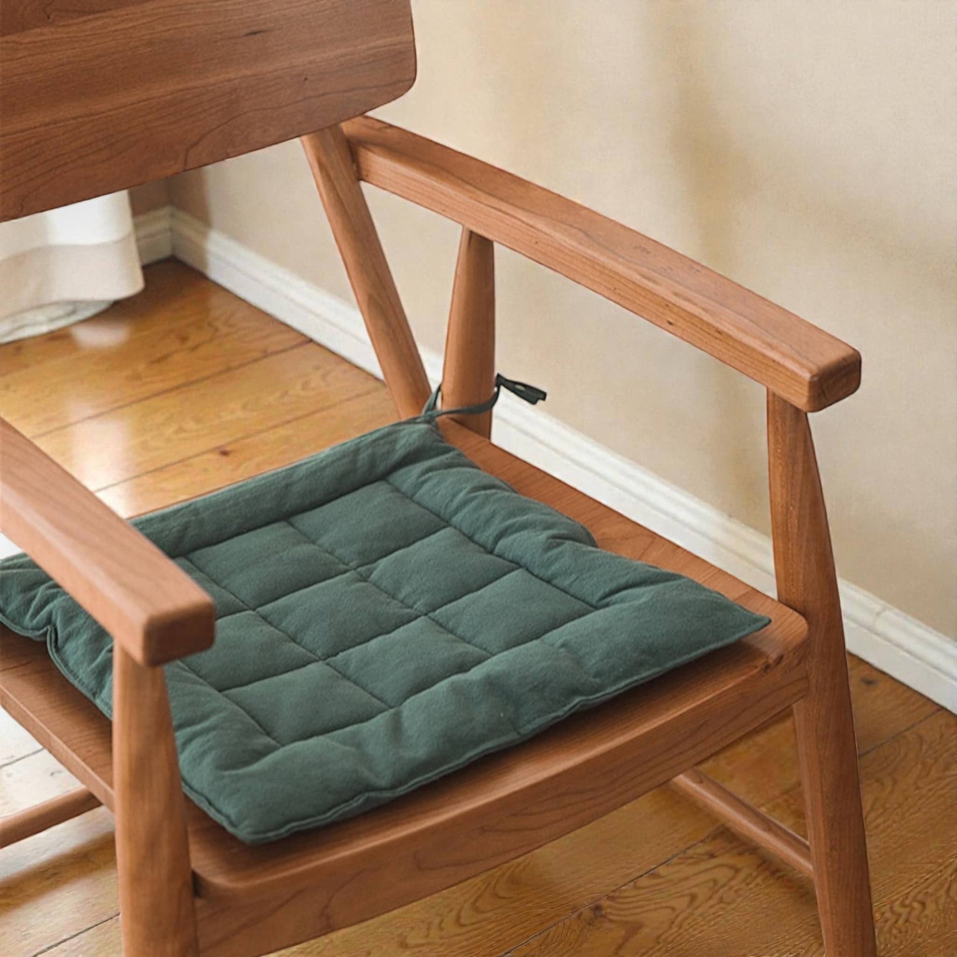 Linen Chair Cushion, Tie On Chair Cushions