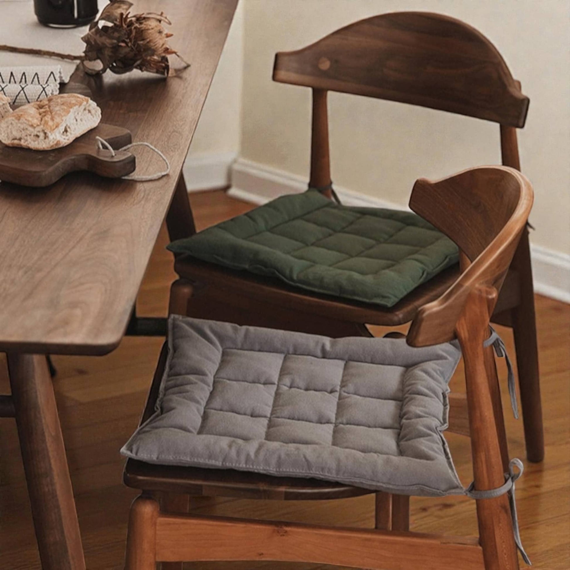 Linen Chair Cushion, Tie On Chair Cushions