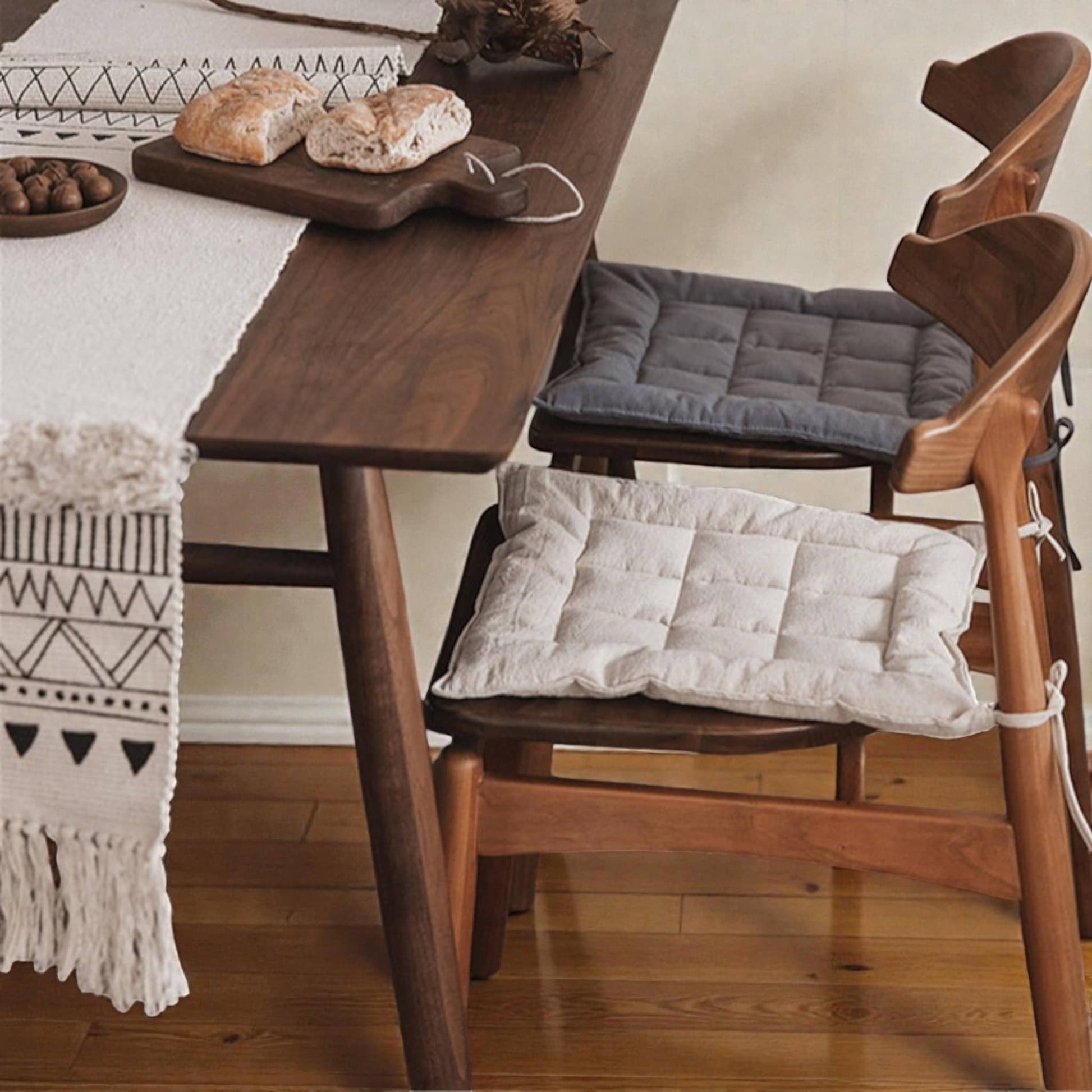 Linen Chair Cushion, Tie On Chair Cushions
