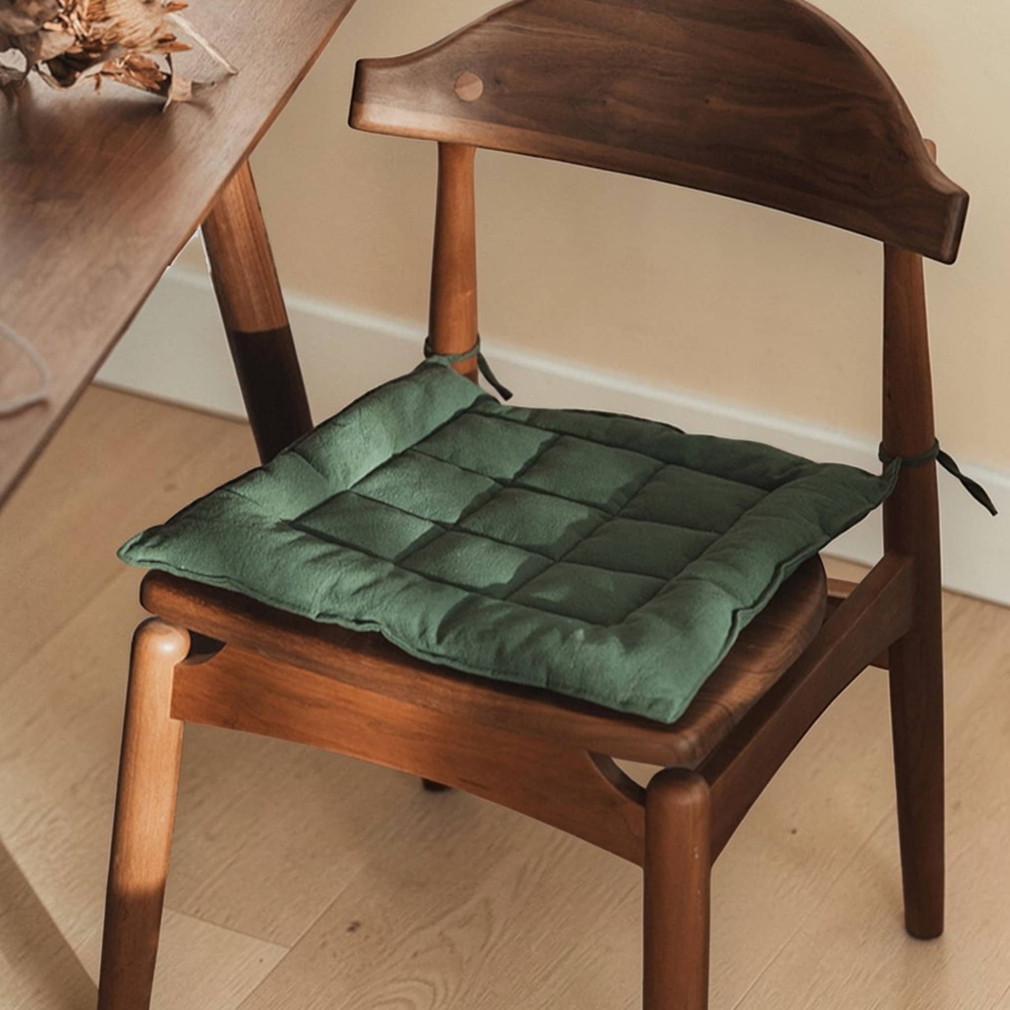 Linen Chair Cushion, Tie On Chair Cushions