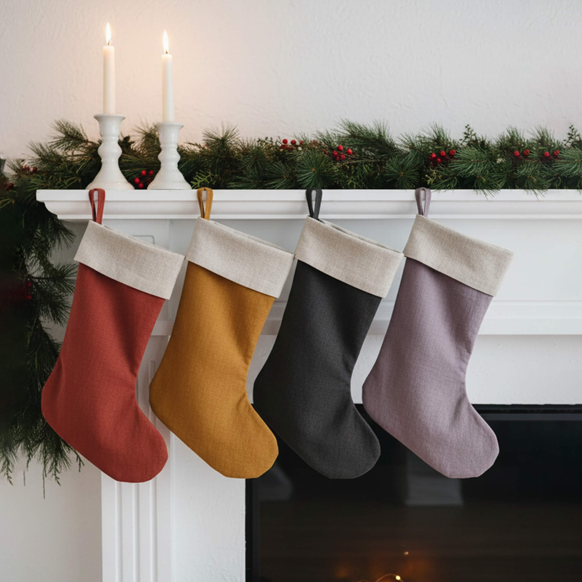 Linen Christmas Stocking, Linen Xmas Stocking