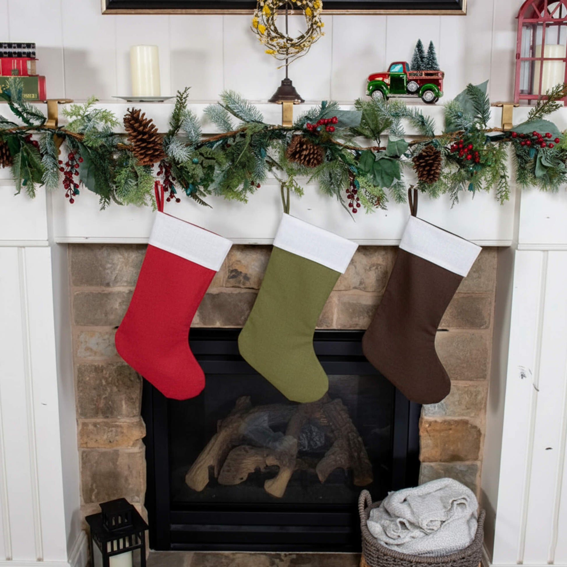 Linen Christmas Stocking, Linen Xmas Stocking