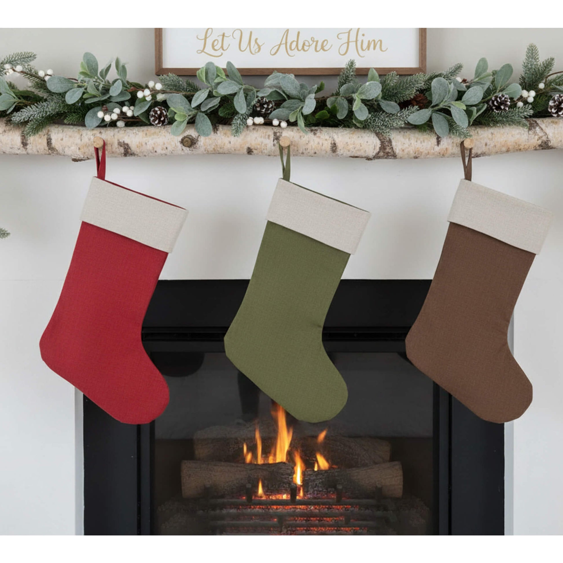 Linen Christmas Stocking, Linen Xmas Stocking