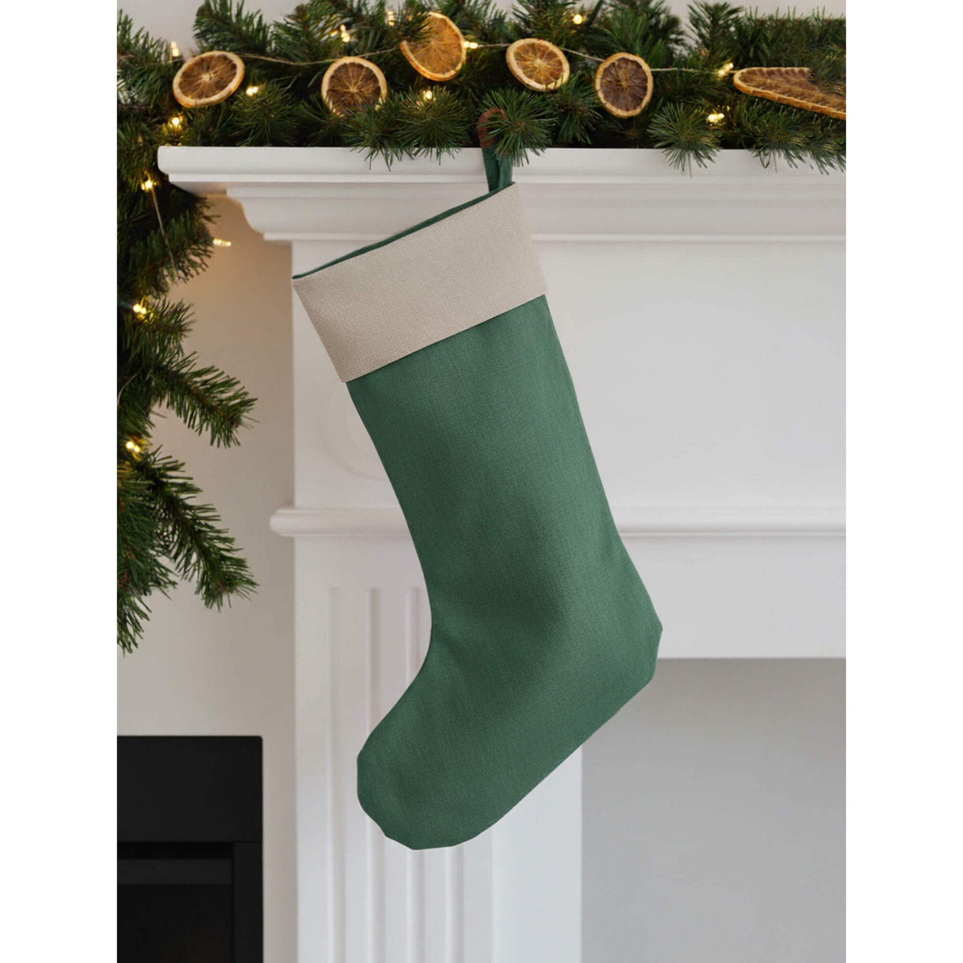 Linen Christmas Stocking, Linen Xmas Stocking