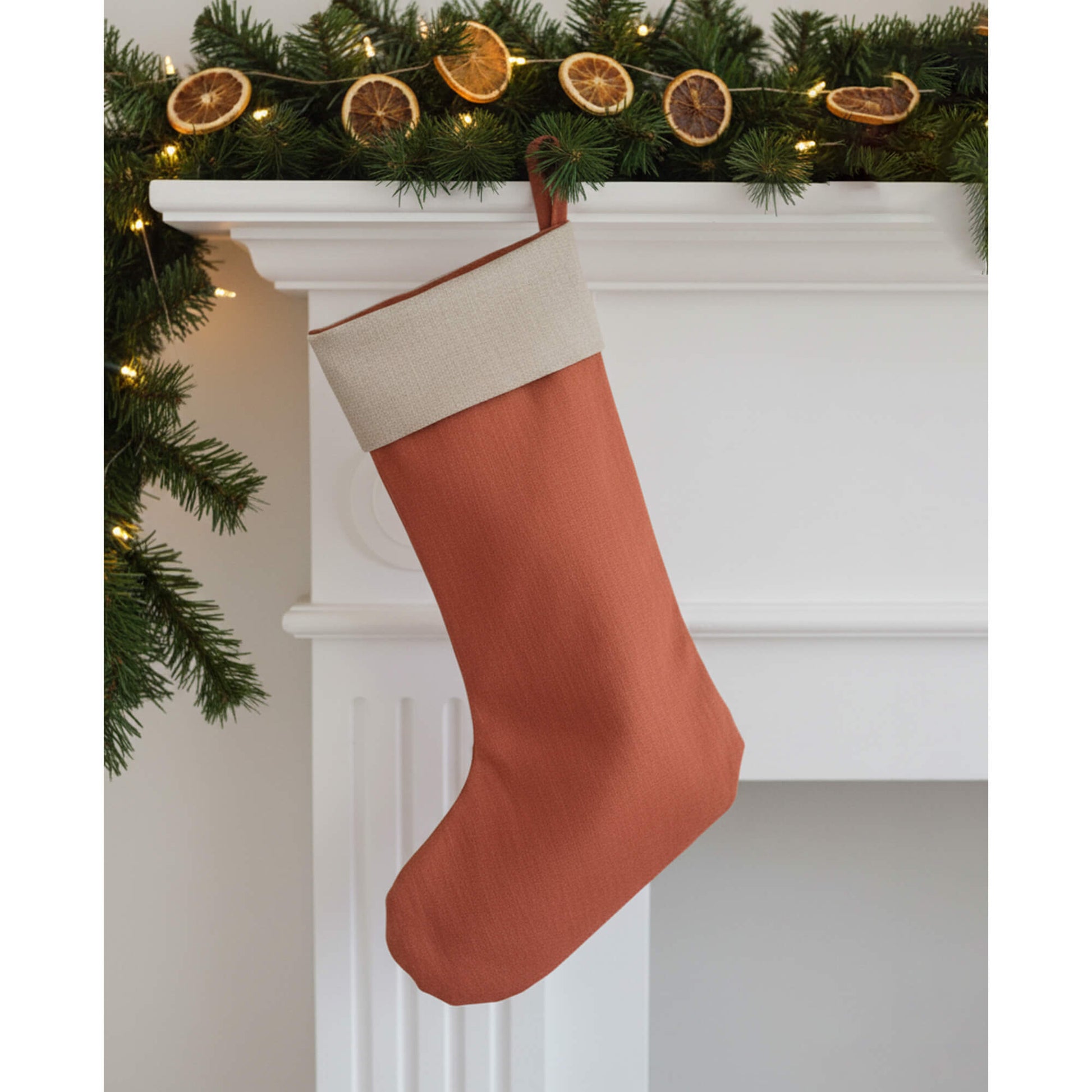 Linen Christmas Stocking, Linen Xmas Stocking