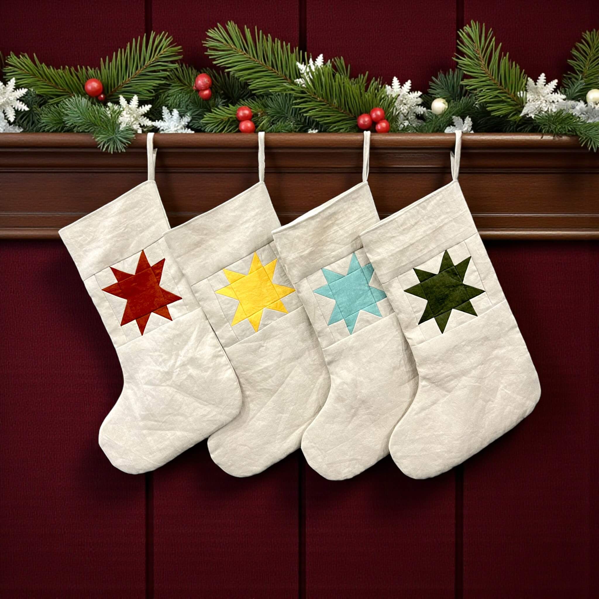 Linen Christmas Stockings, Personalized Christmas Stockings