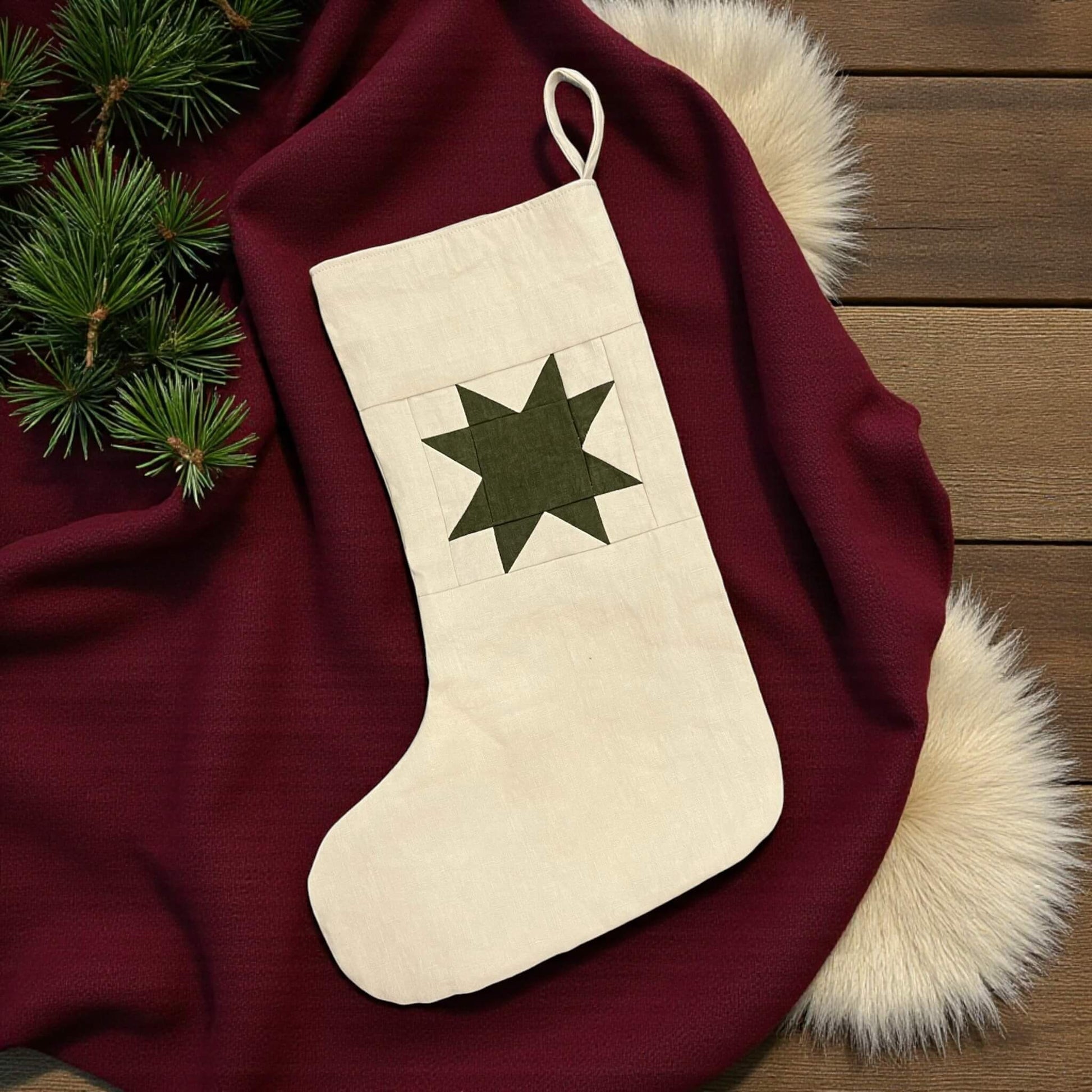 Linen Christmas Stockings, Personalized Christmas Stockings