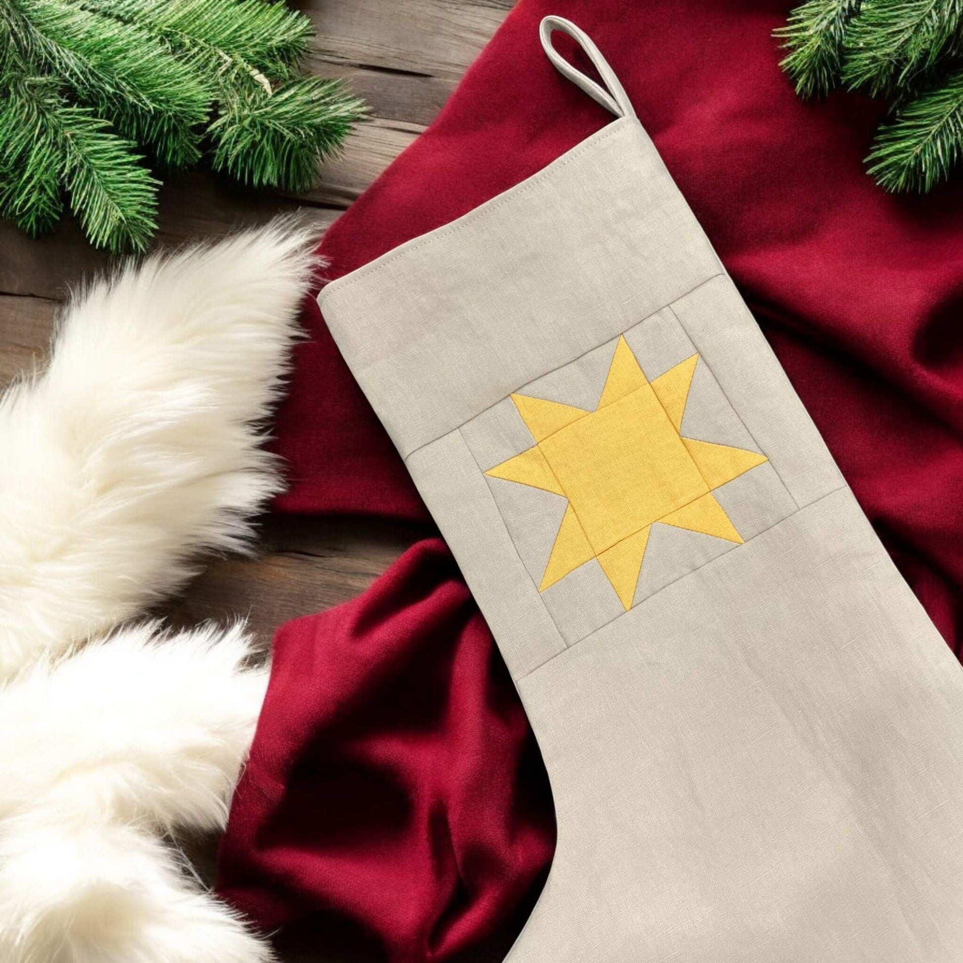 Linen Christmas Stockings, Personalized Christmas Stockings