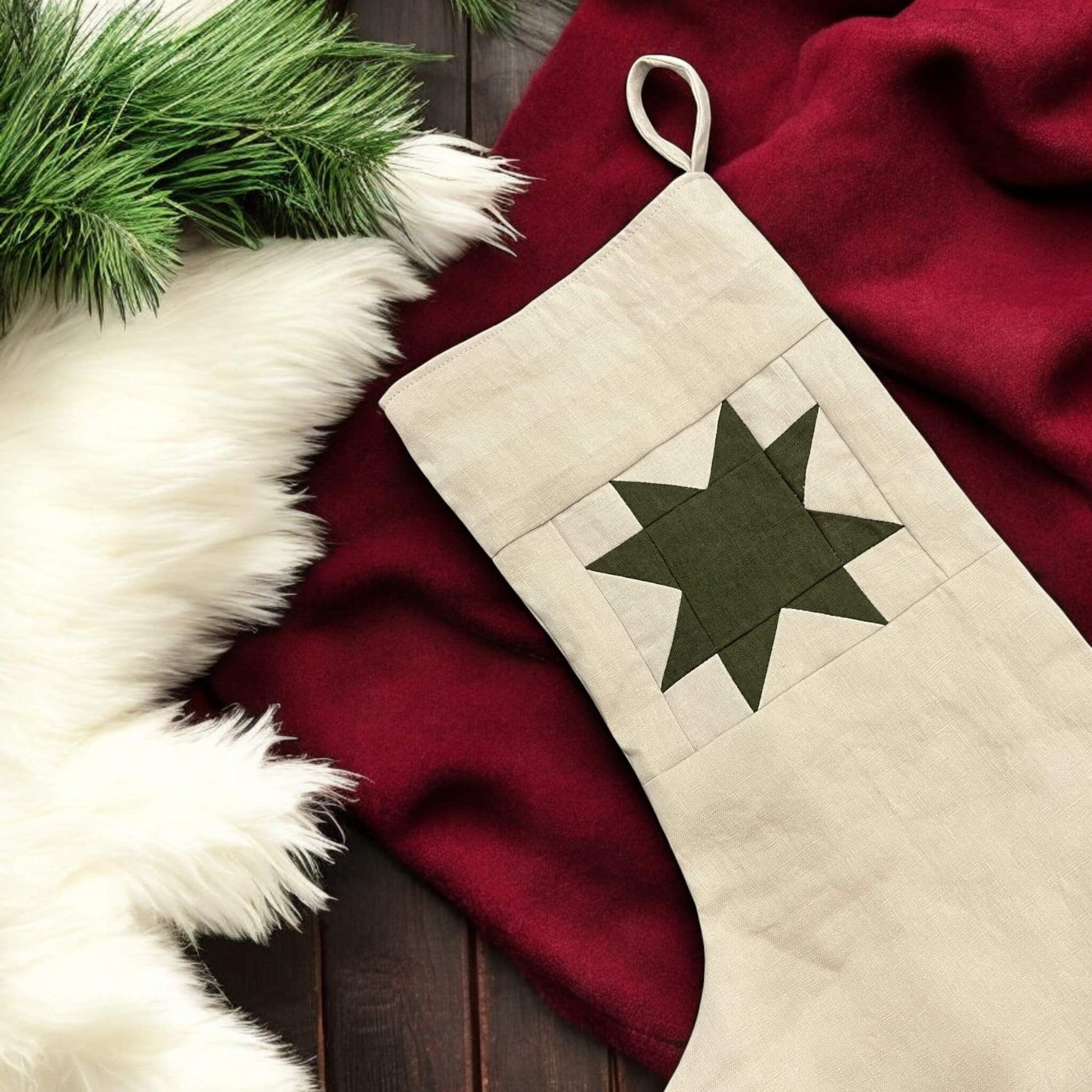 Linen Christmas Stockings, Personalized Christmas Stockings