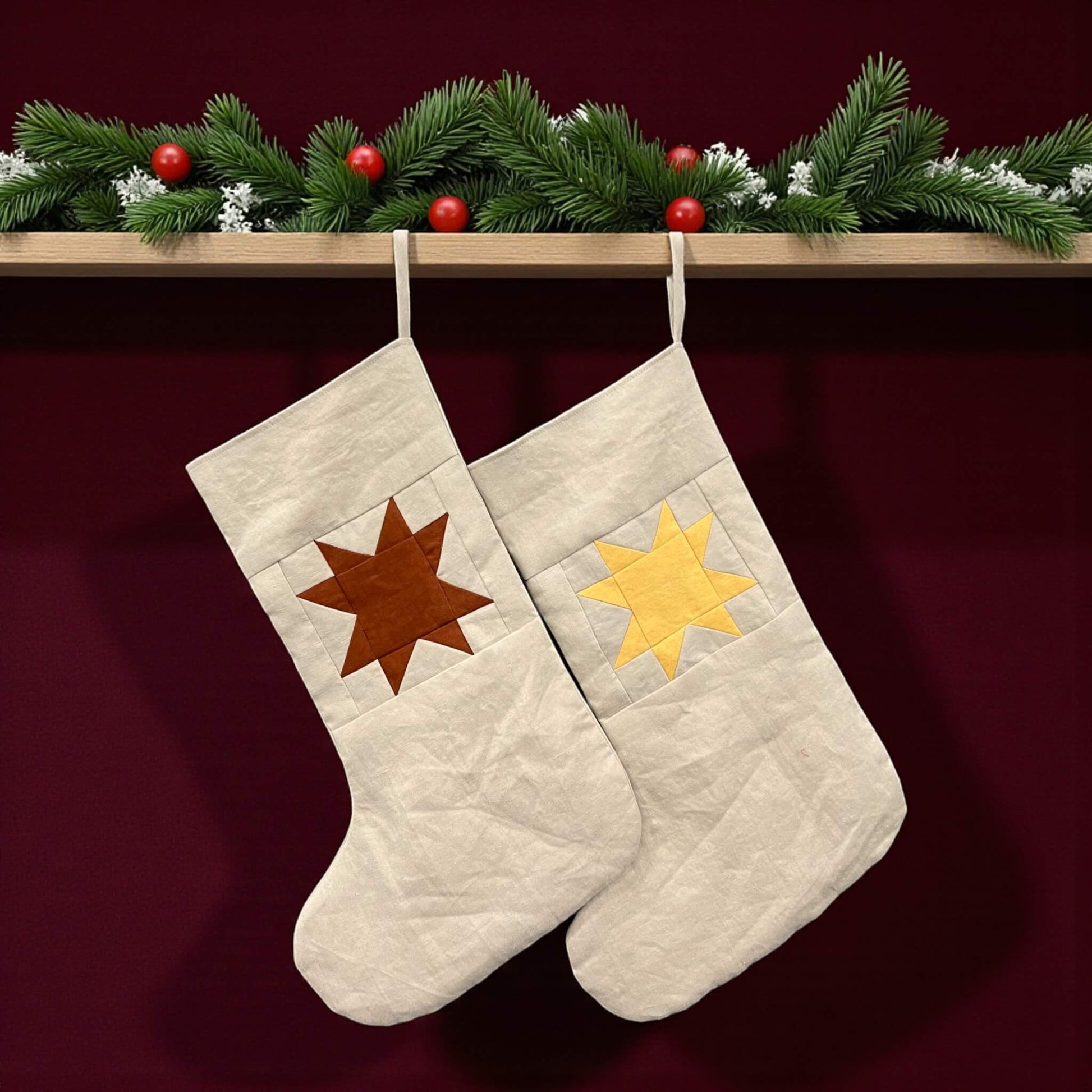 Linen Christmas Stockings, Personalized Christmas Stockings