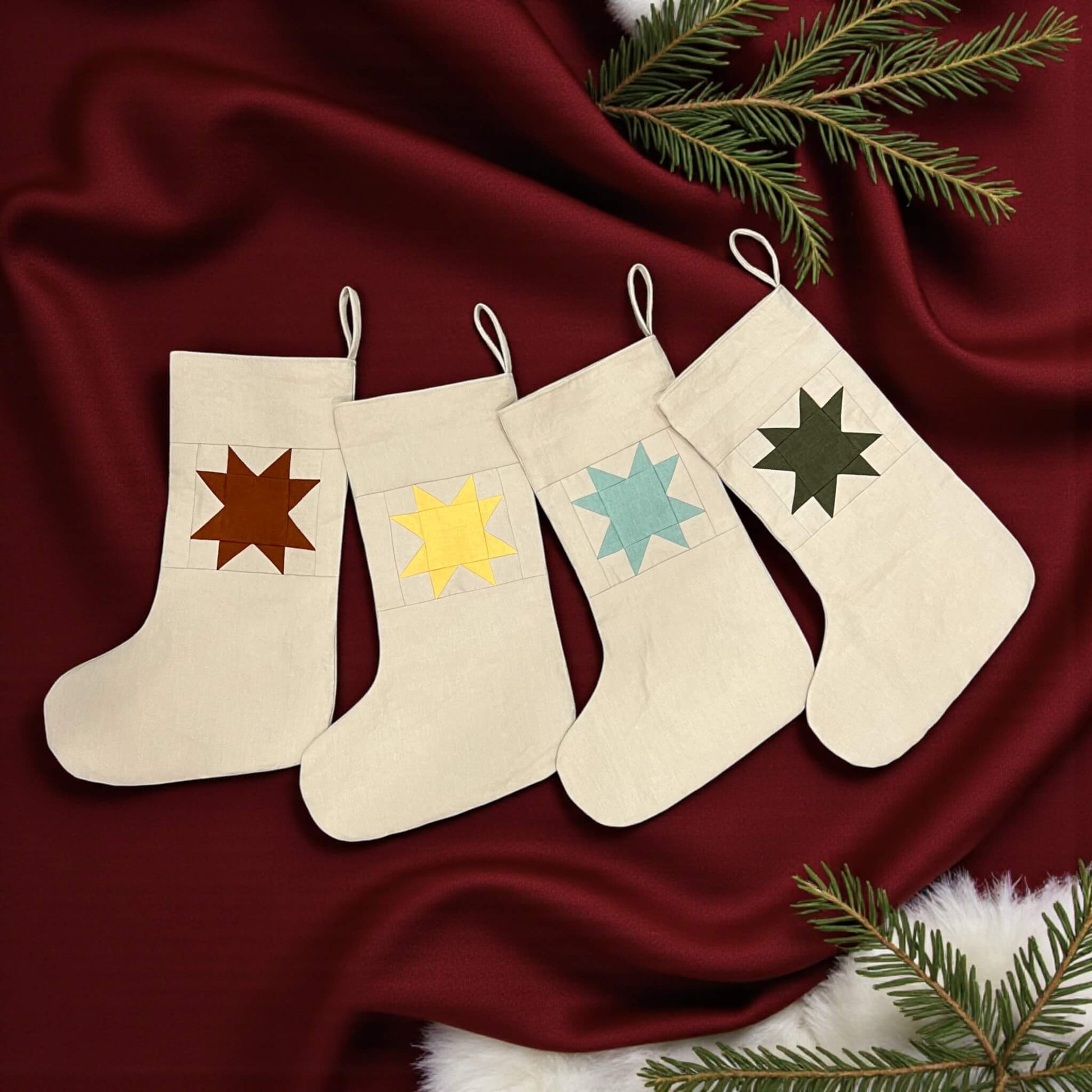 Linen Christmas Stockings, Personalized Christmas Stockings