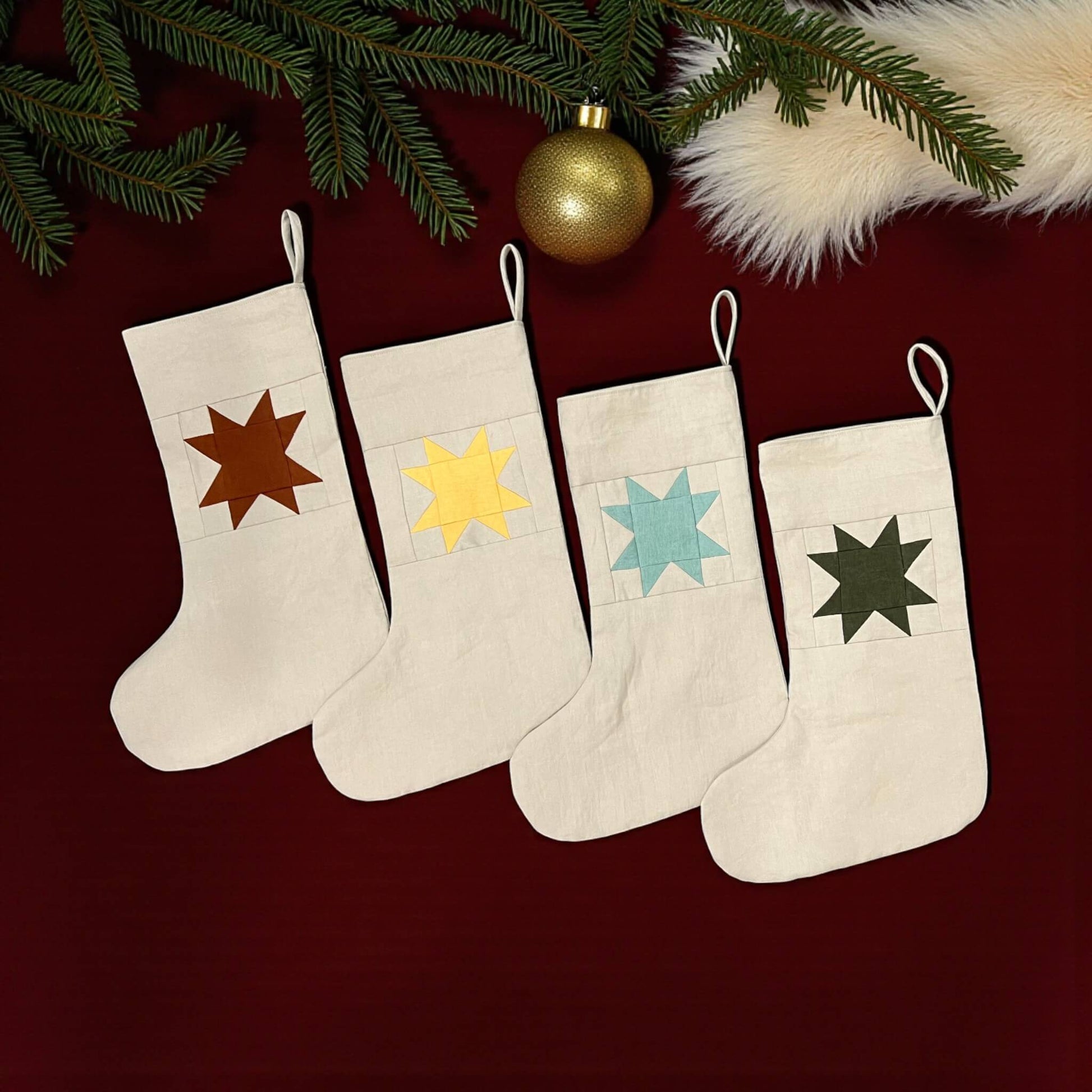 Linen Christmas Stockings, Personalized Christmas Stockings