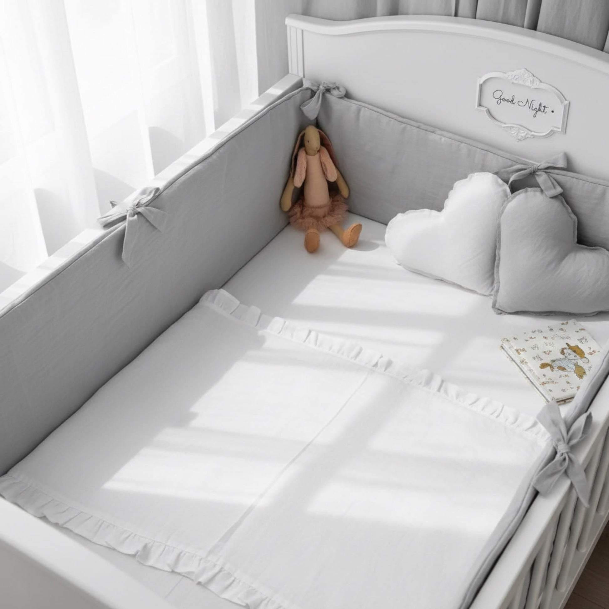 Linen Crib Bumper, Baby Crib Bumpers