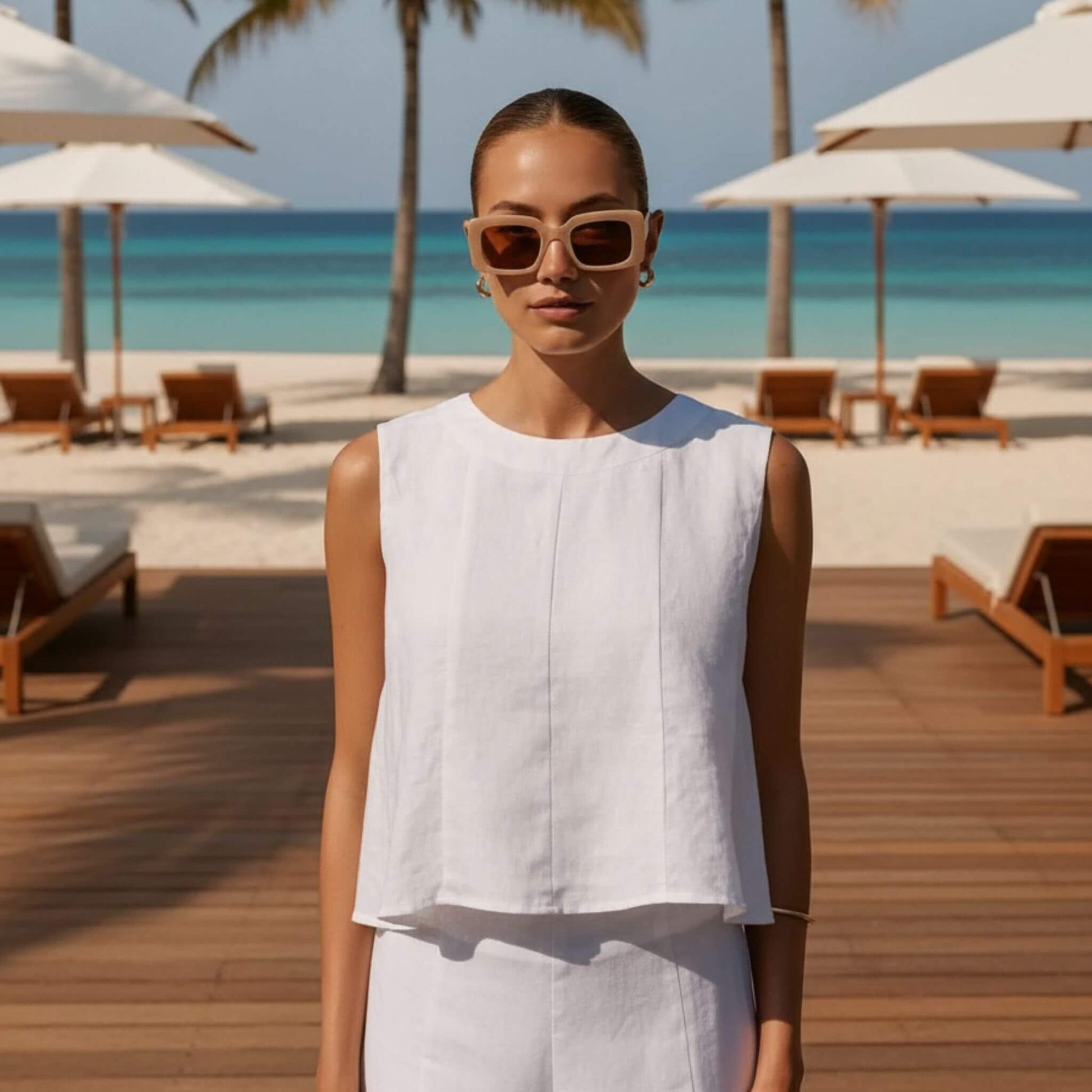 Linen Crop Top, Linen Sleeveless Top