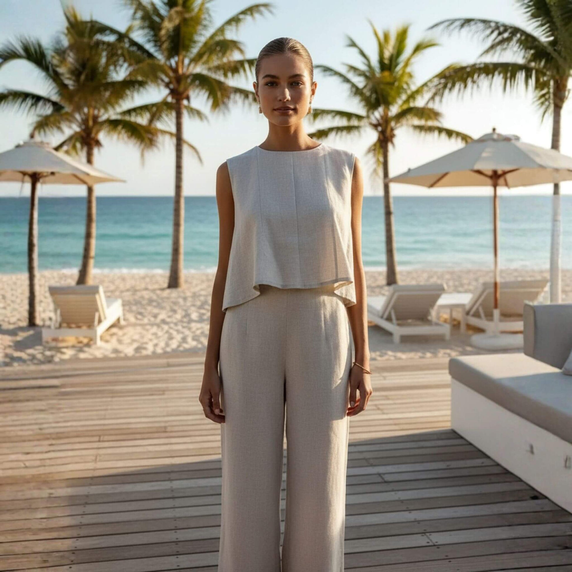 Linen Crop Top, Linen Sleeveless Top