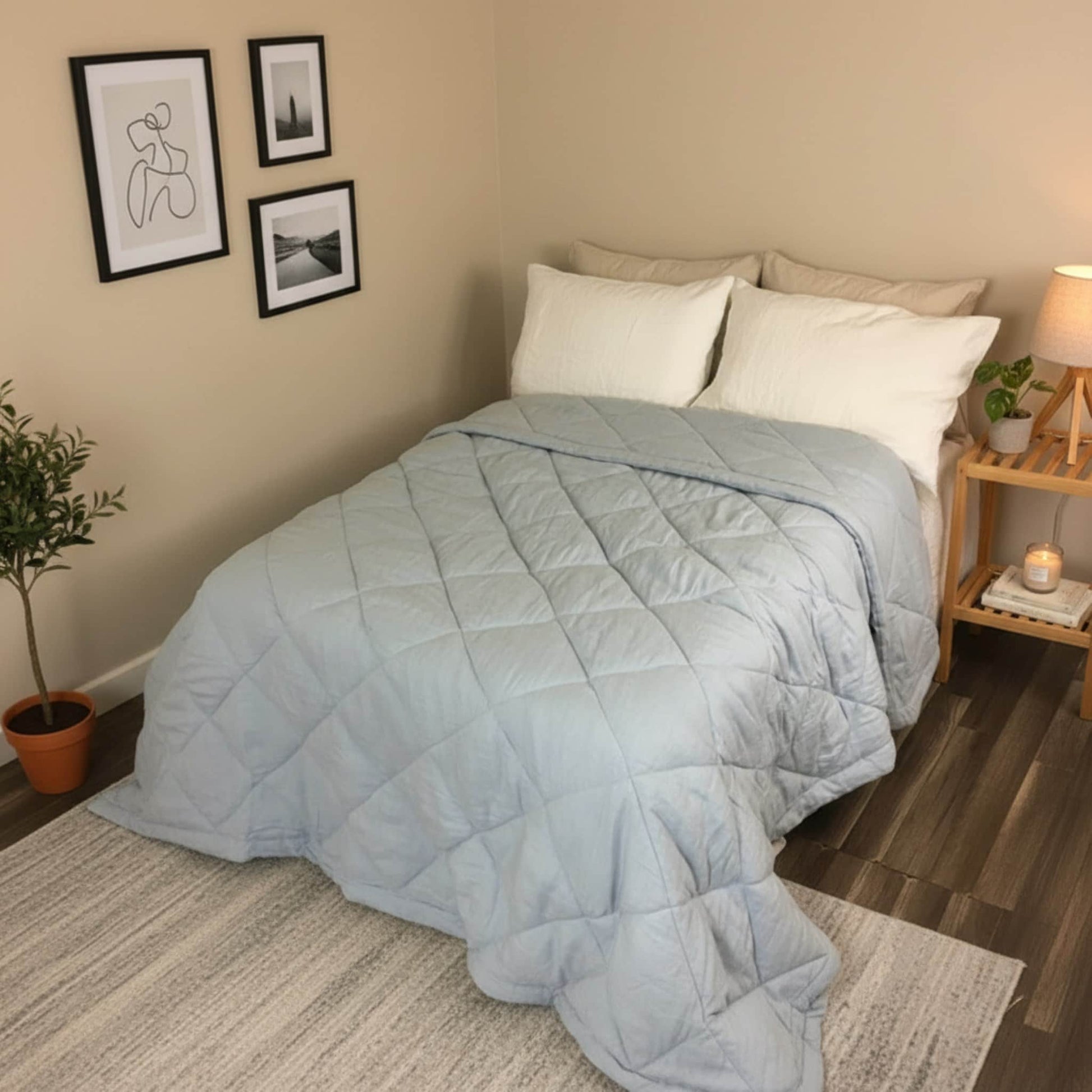 Linen Diamond Quilt, Linen Bed Blanket