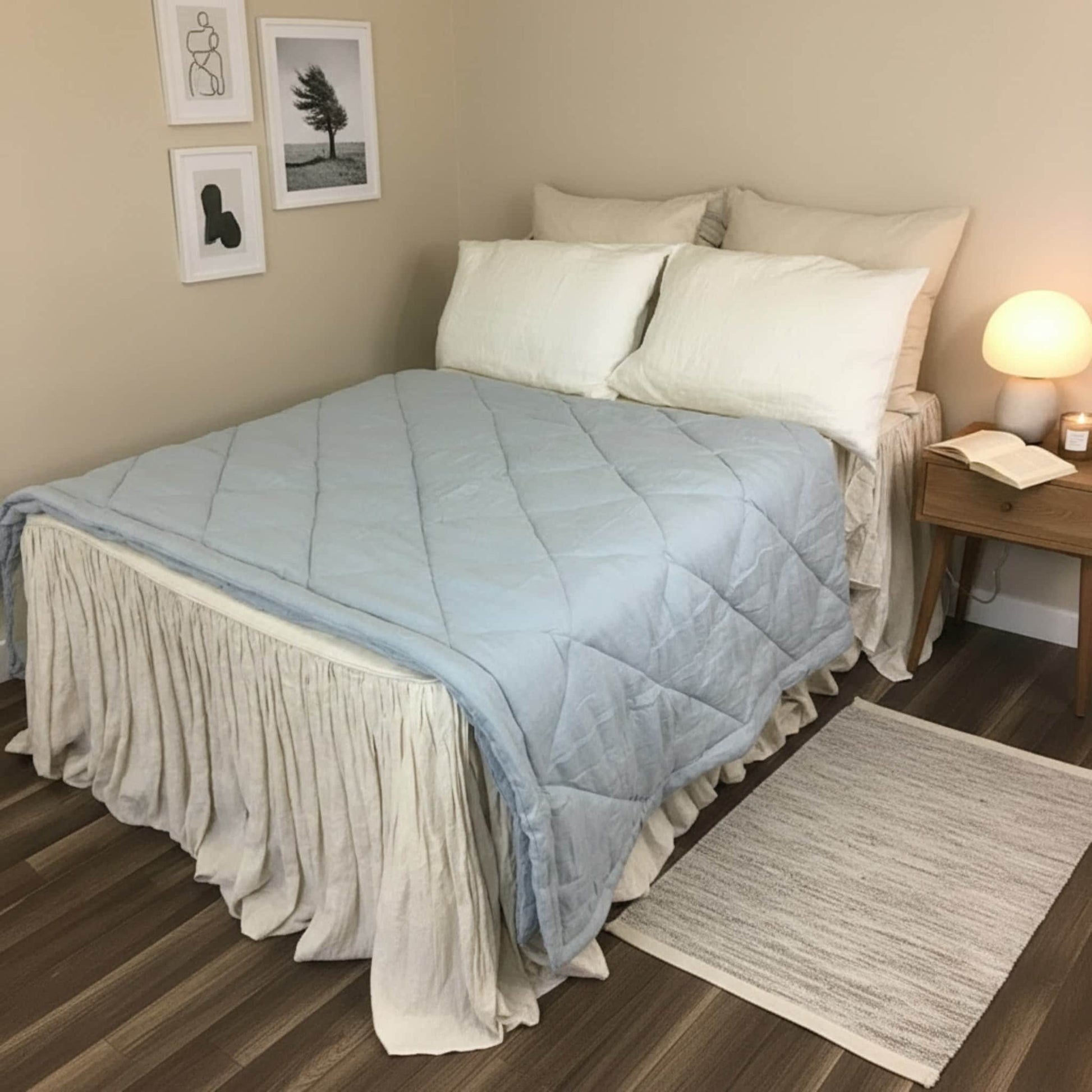 Linen Diamond Quilt, Linen Bed Blanket