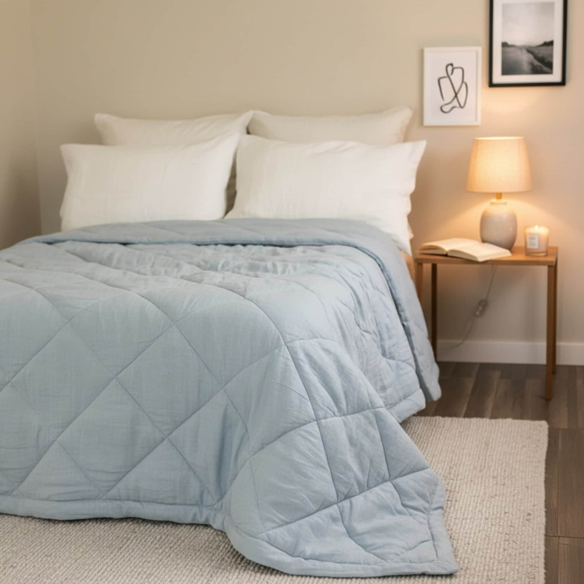 Linen Diamond Quilt, Linen Bed Blanket