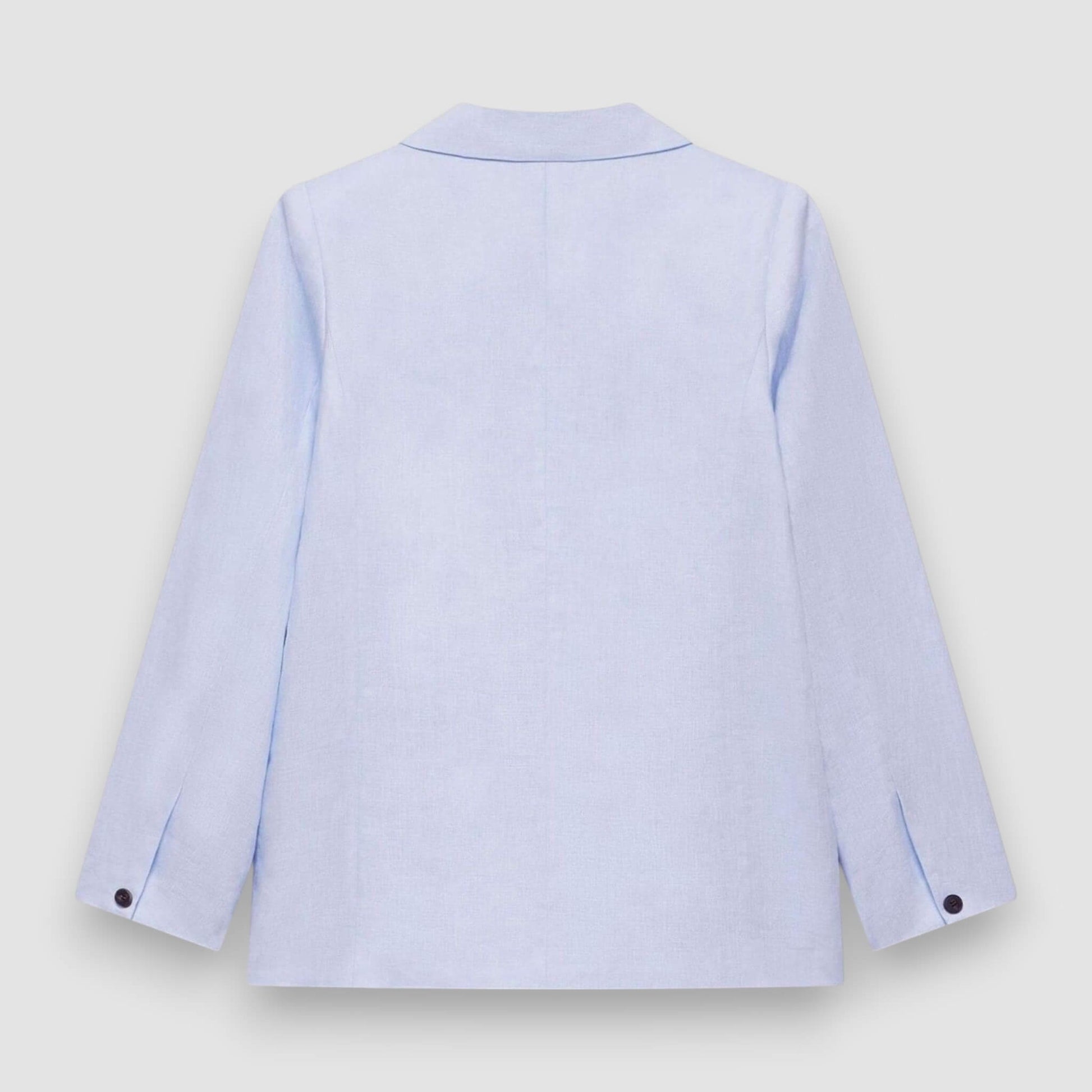 Linen Double-Breasted Blazer, Business Casual Long Sleeve Jacket