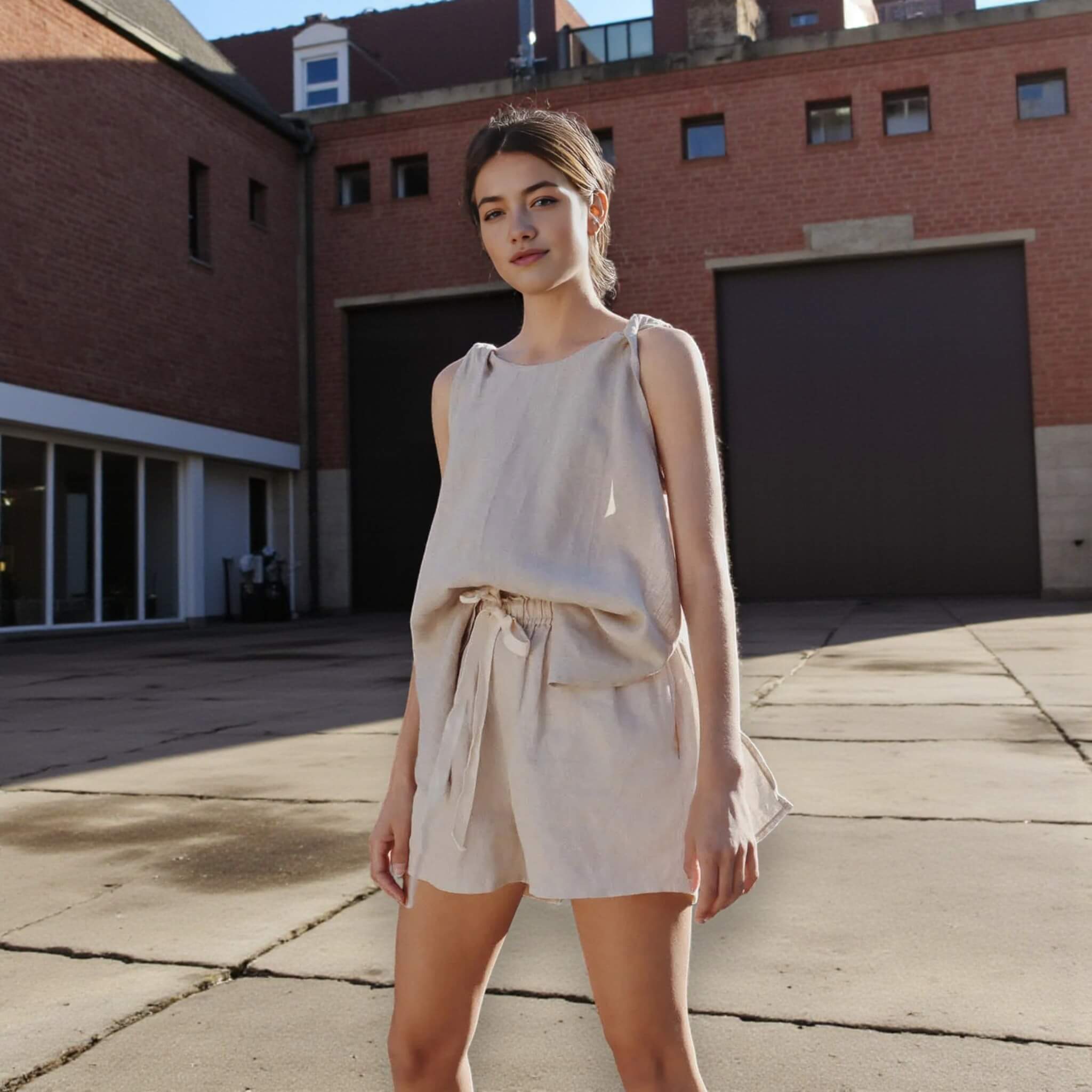 Linen Drawstring Lounge Shorts, Linen Relaxed Shorts