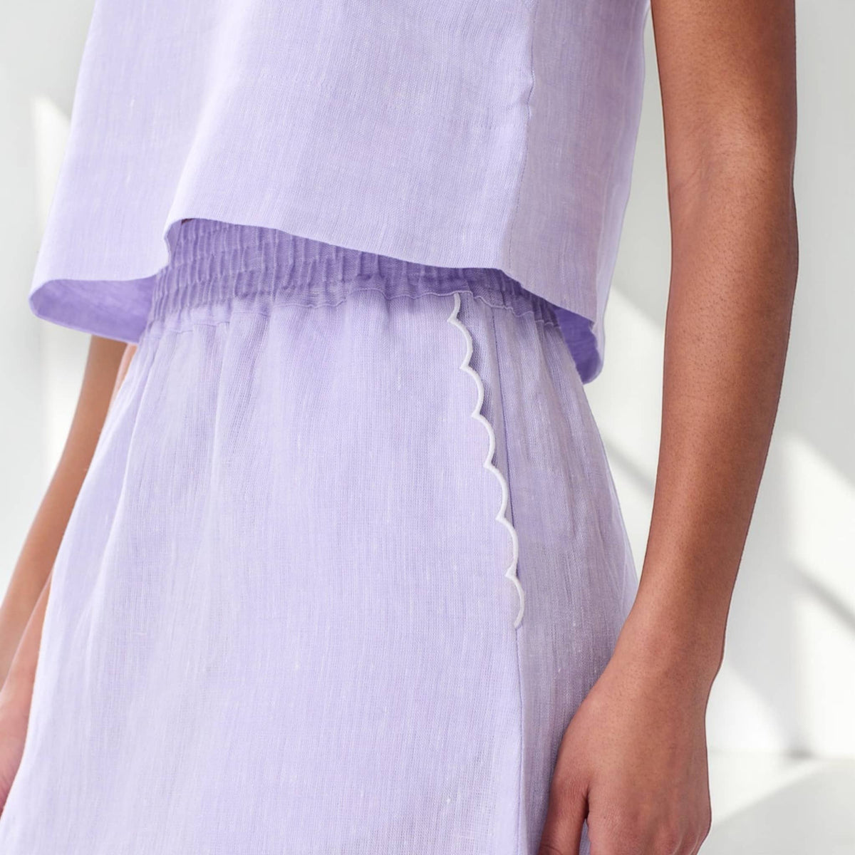 Elastic-Waist Linen Maxi Skirt, Relaxed Straight Skirt