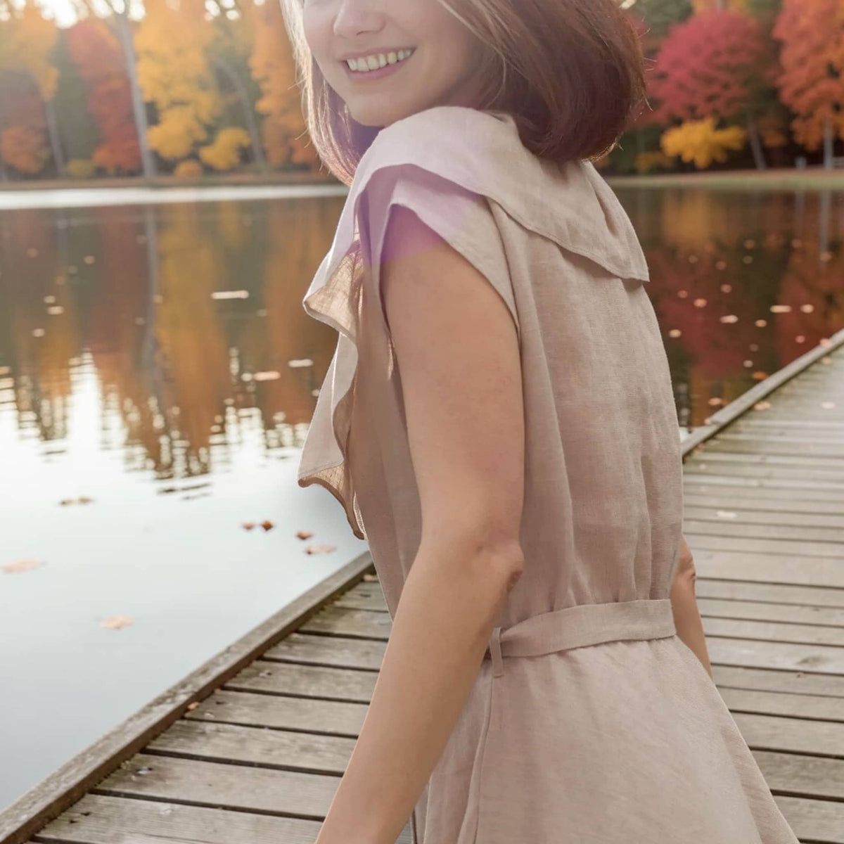 Linen Flare Midi Dress, Sleeveless Linen Midi Dress