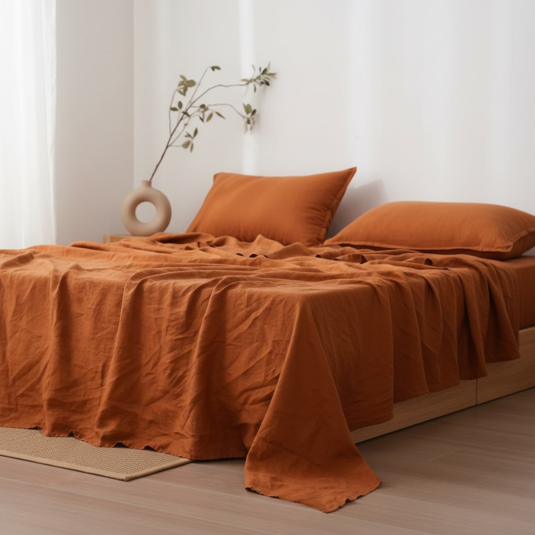 Linen Flat Sheet, Natural Linen Bed Sheet