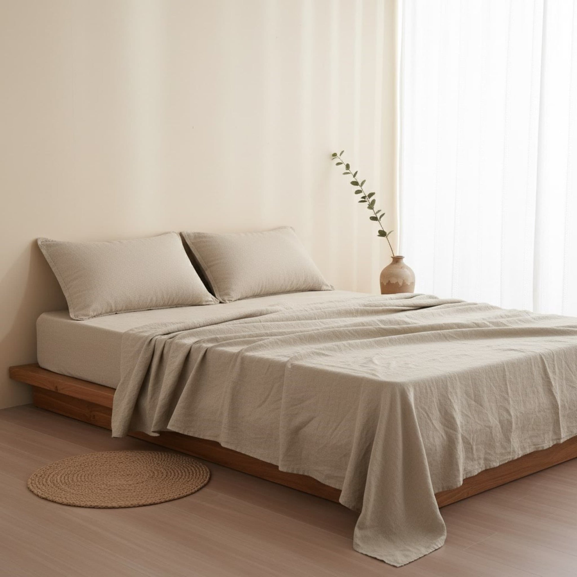 Linen Flat Sheet, Natural Linen Bed Sheet