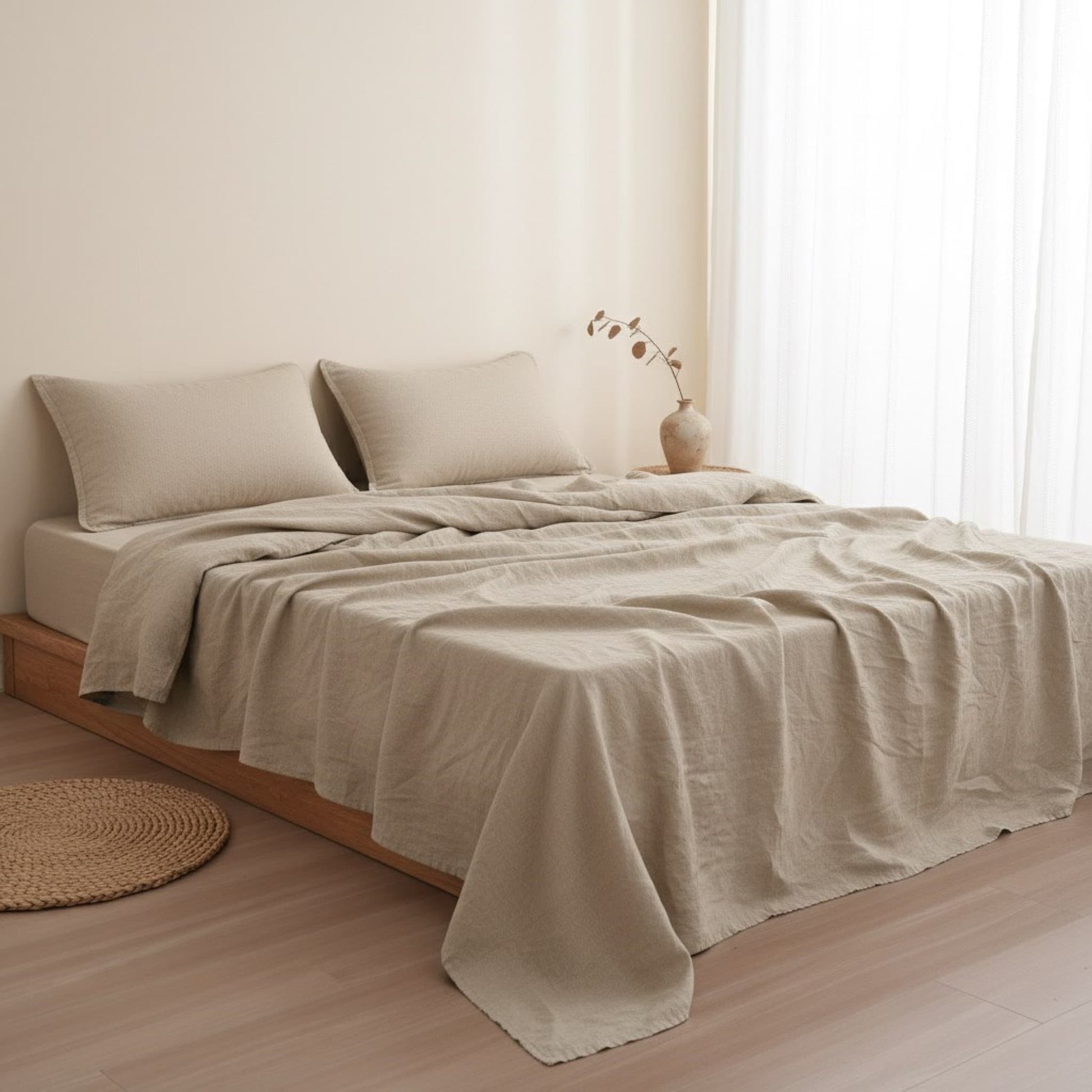 Linen Flat Sheet, Natural Linen Bed Sheet