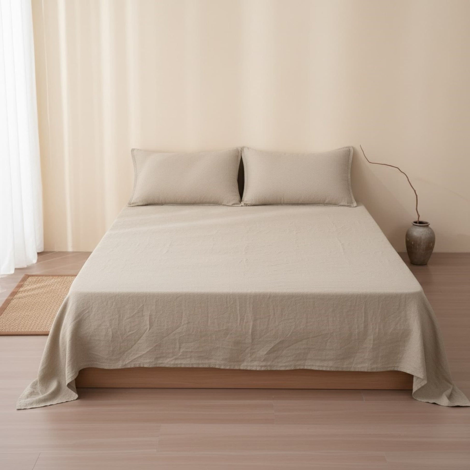 Linen Flat Sheet, Natural Linen Bed Sheet