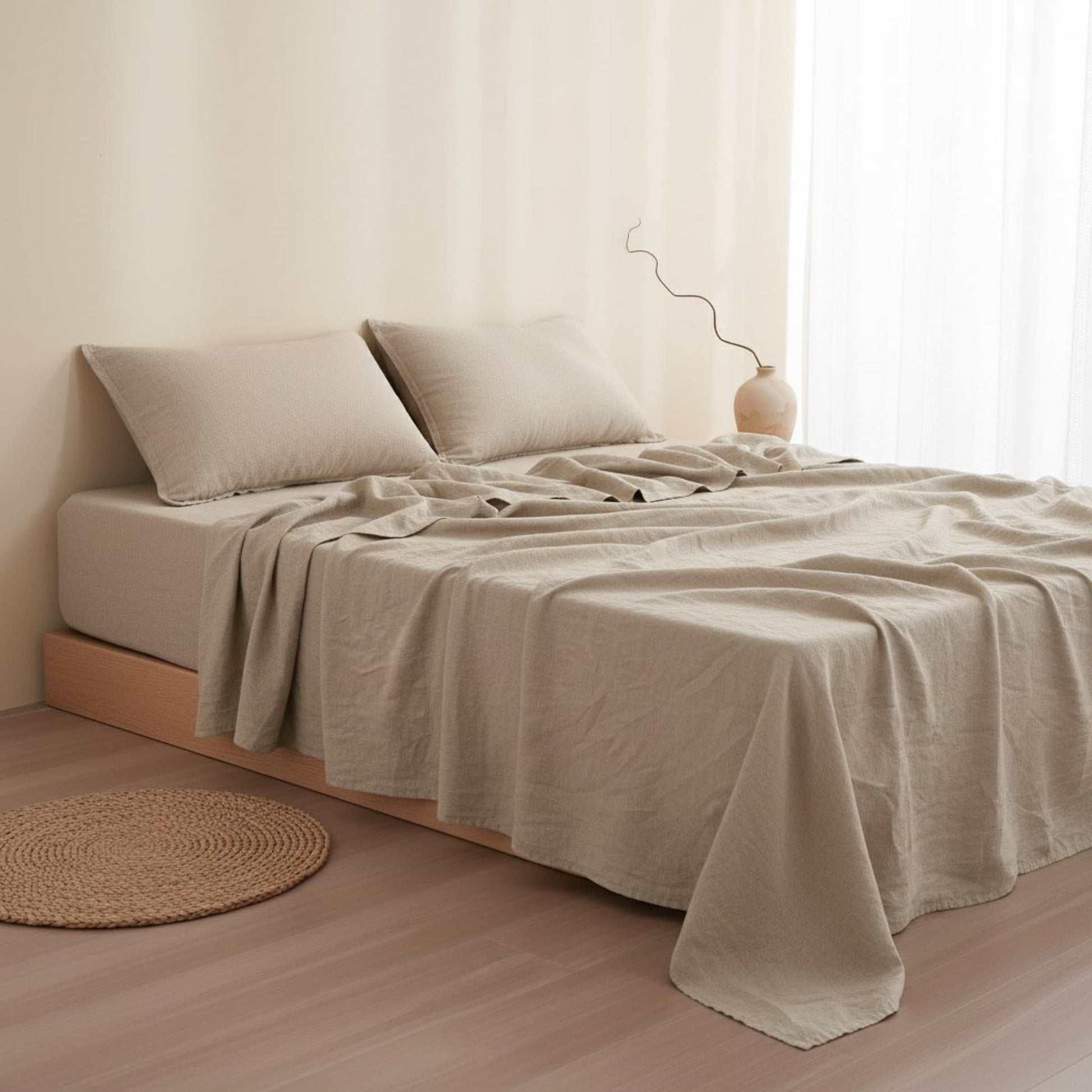 Linen Flat Sheet, Natural Linen Bed Sheet