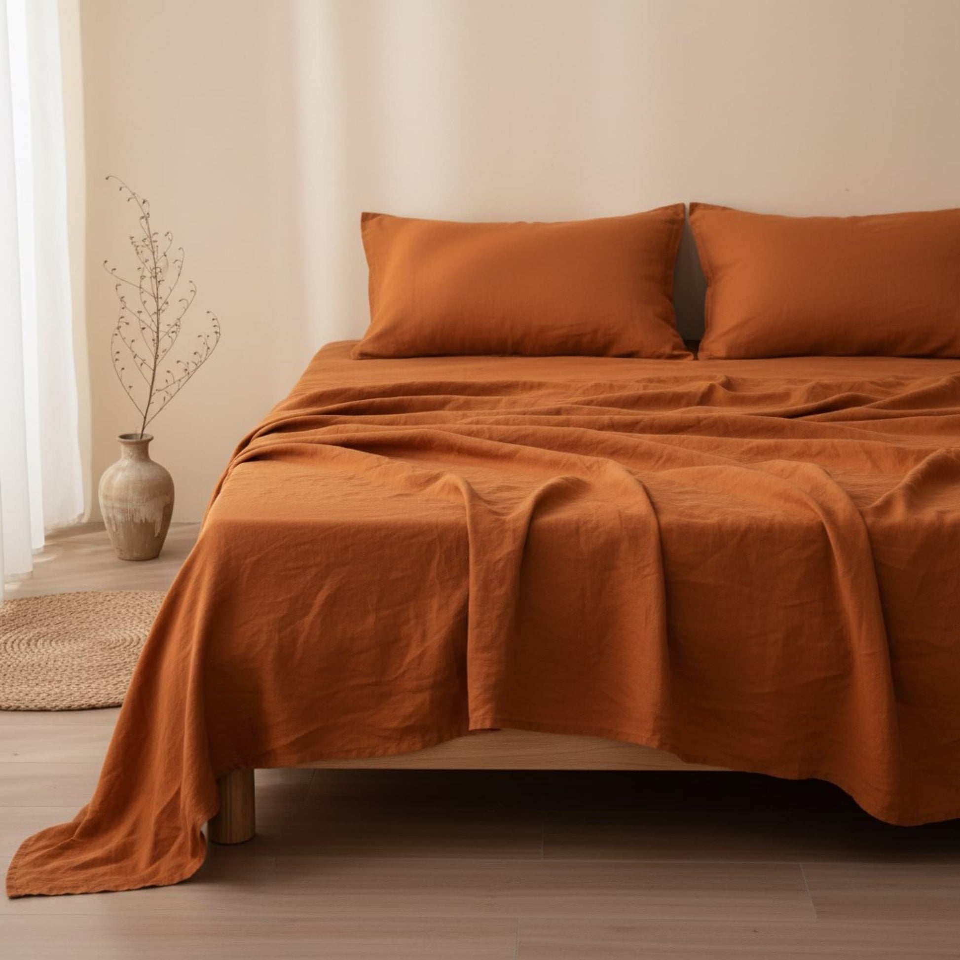 Linen Flat Sheet, Natural Linen Bed Sheet
