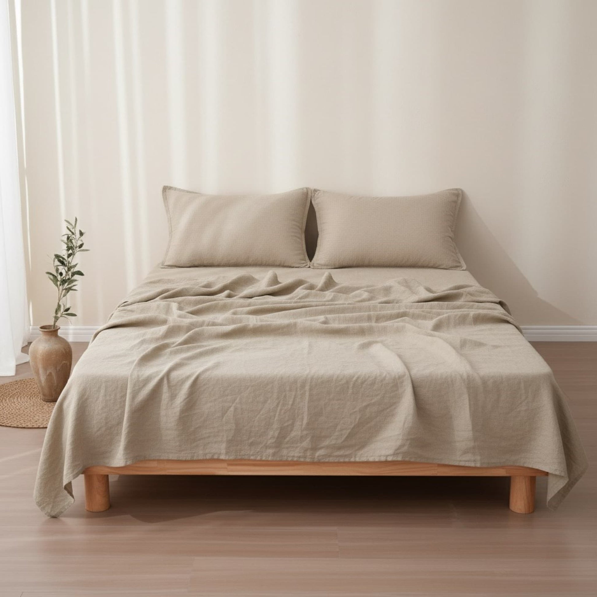 Linen Flat Sheet, Natural Linen Bed Sheet