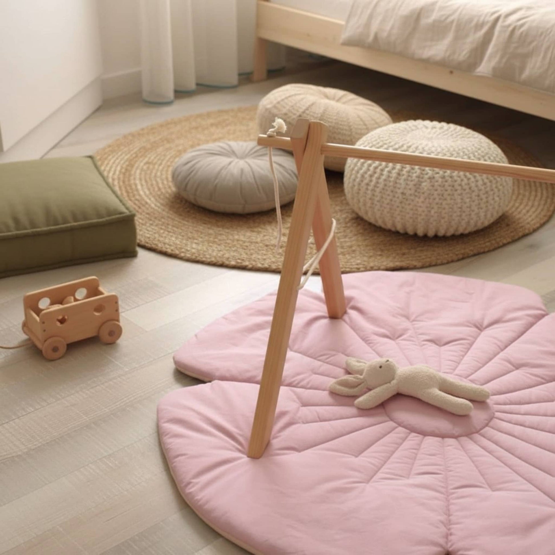 Linen Flower Baby Play Mat, Linen Kids Play Mat