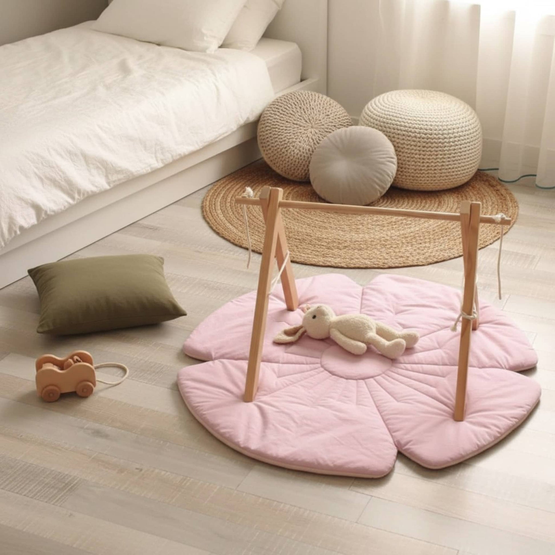 Linen Flower Baby Play Mat, Linen Kids Play Mat