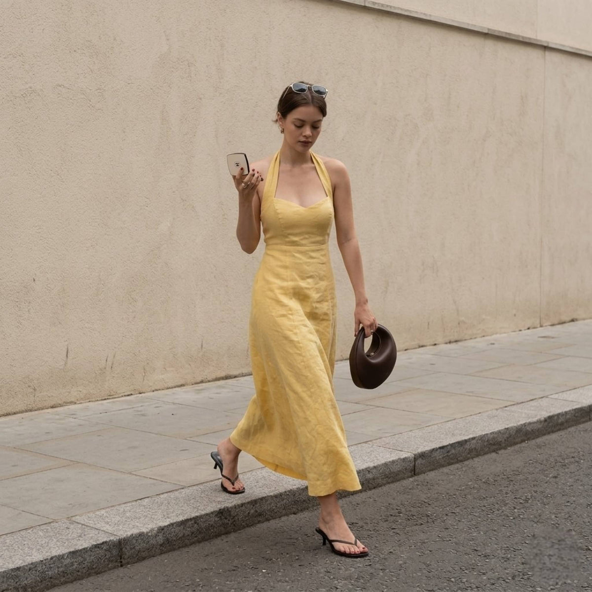 Linen Halter Maxi Dress, A Line Maxi Dress