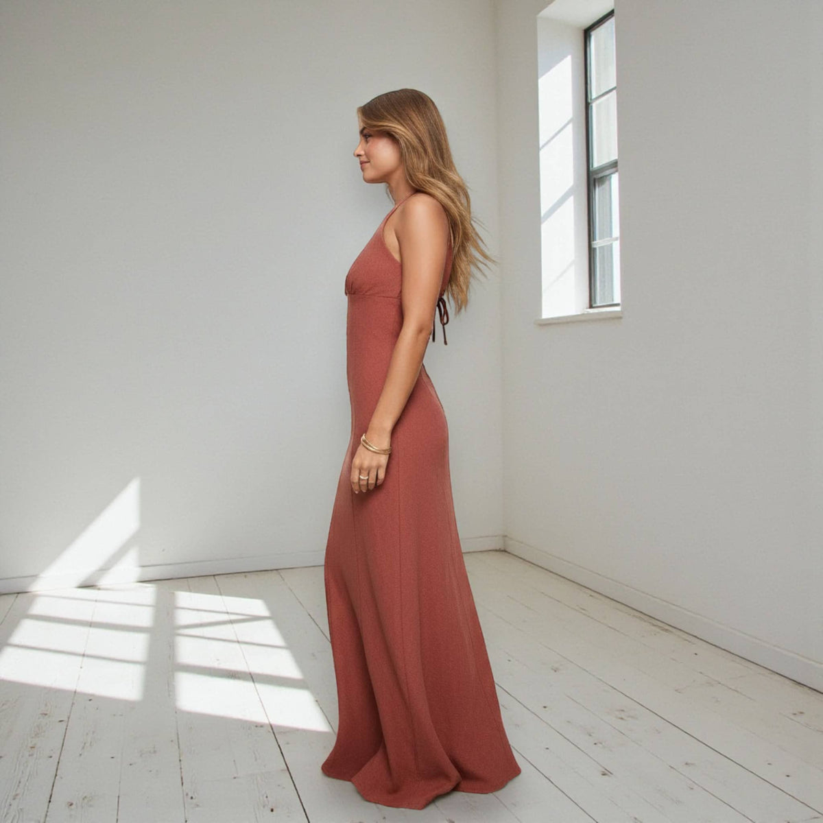 Linen Halter Maxi Dress, Sleeveless Summer Linen Dress