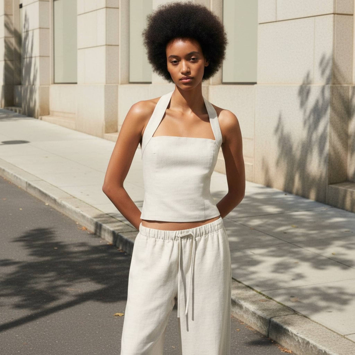 Linen Halter Neck Top, Sleeveless Linen Top