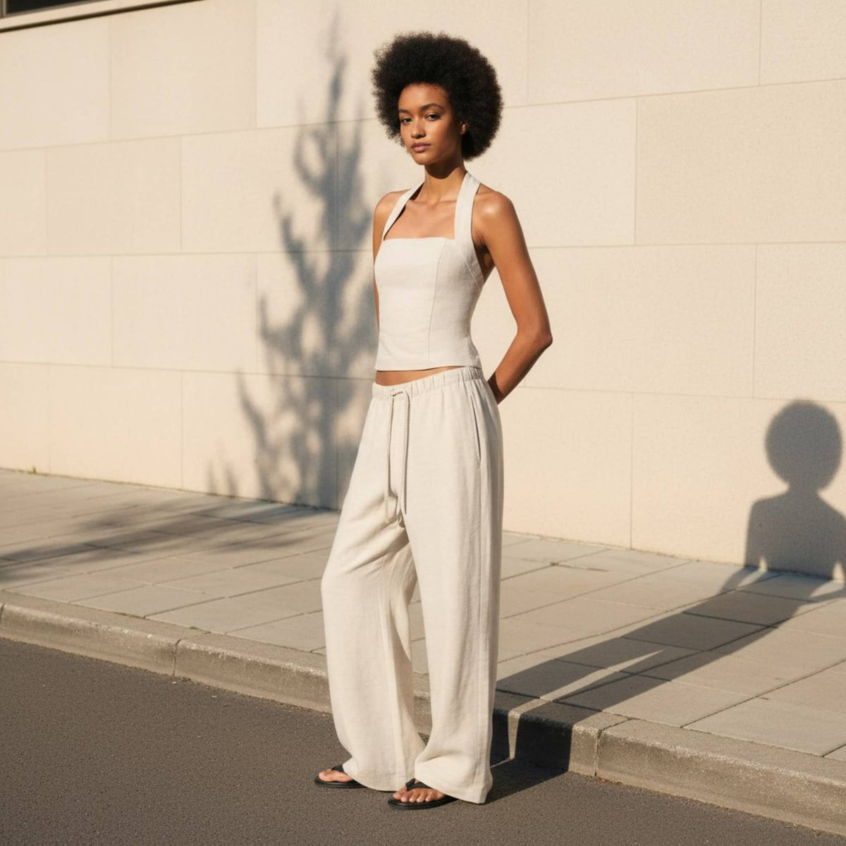 Linen Halter Neck Top, Sleeveless Linen Top