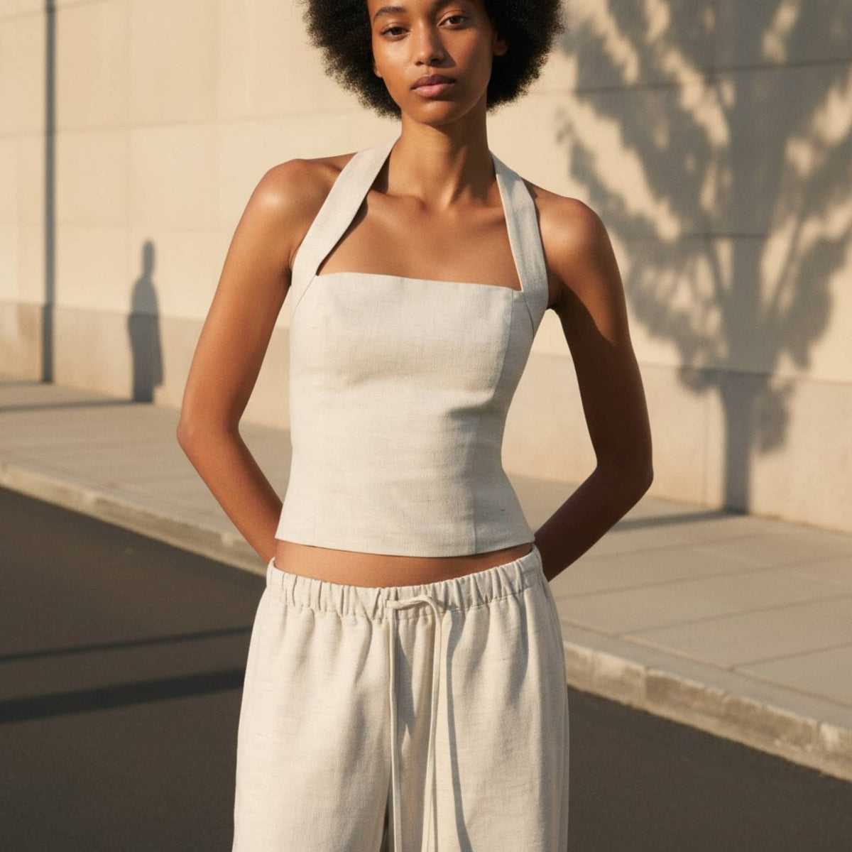Linen Halter Neck Top, Sleeveless Linen Top