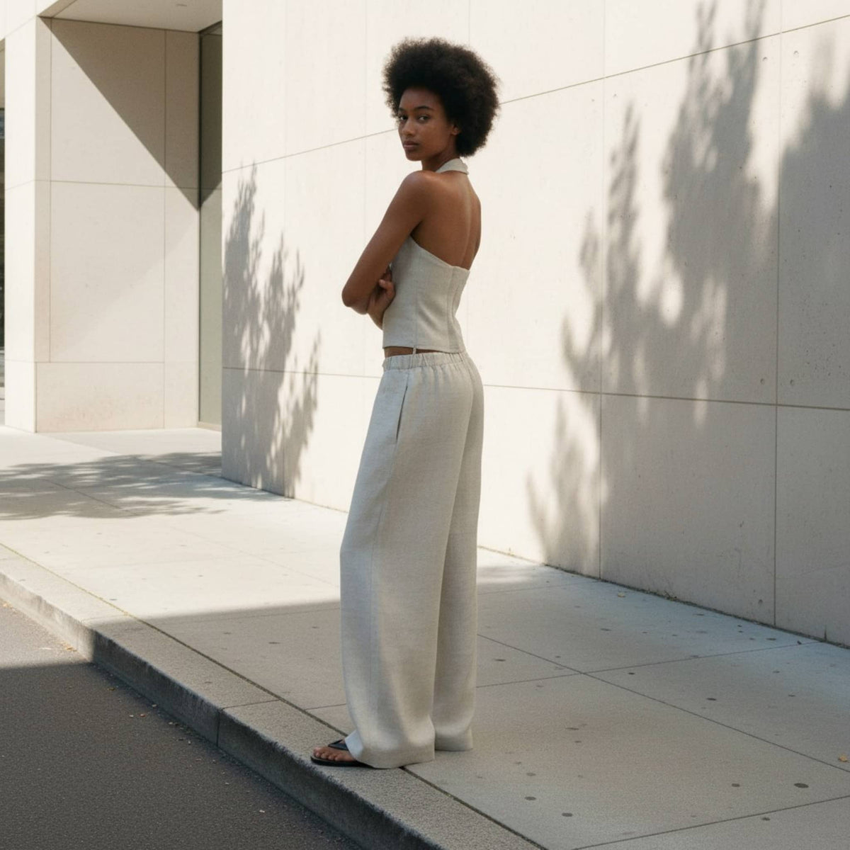 Linen Halter Neck Top, Sleeveless Linen Top